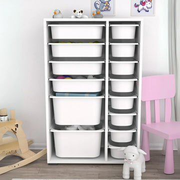 Rine 14 Sepetli Çok Amaçlı Oyuncak Dolabı Beyaz 2D4K8U