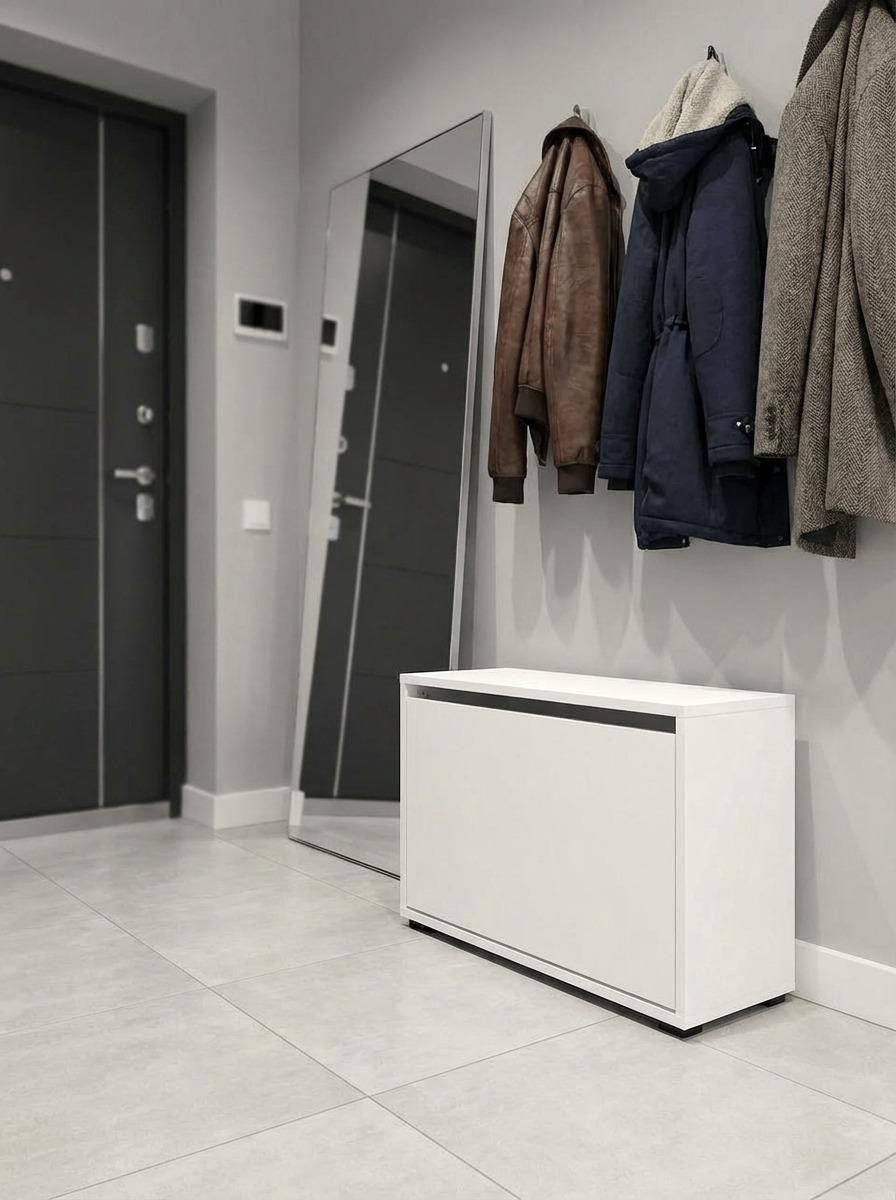 Mono Düşer Kapak Beyaz Ayakkabılık Tek Raflı Ayakkabılık 1 Bölmeli