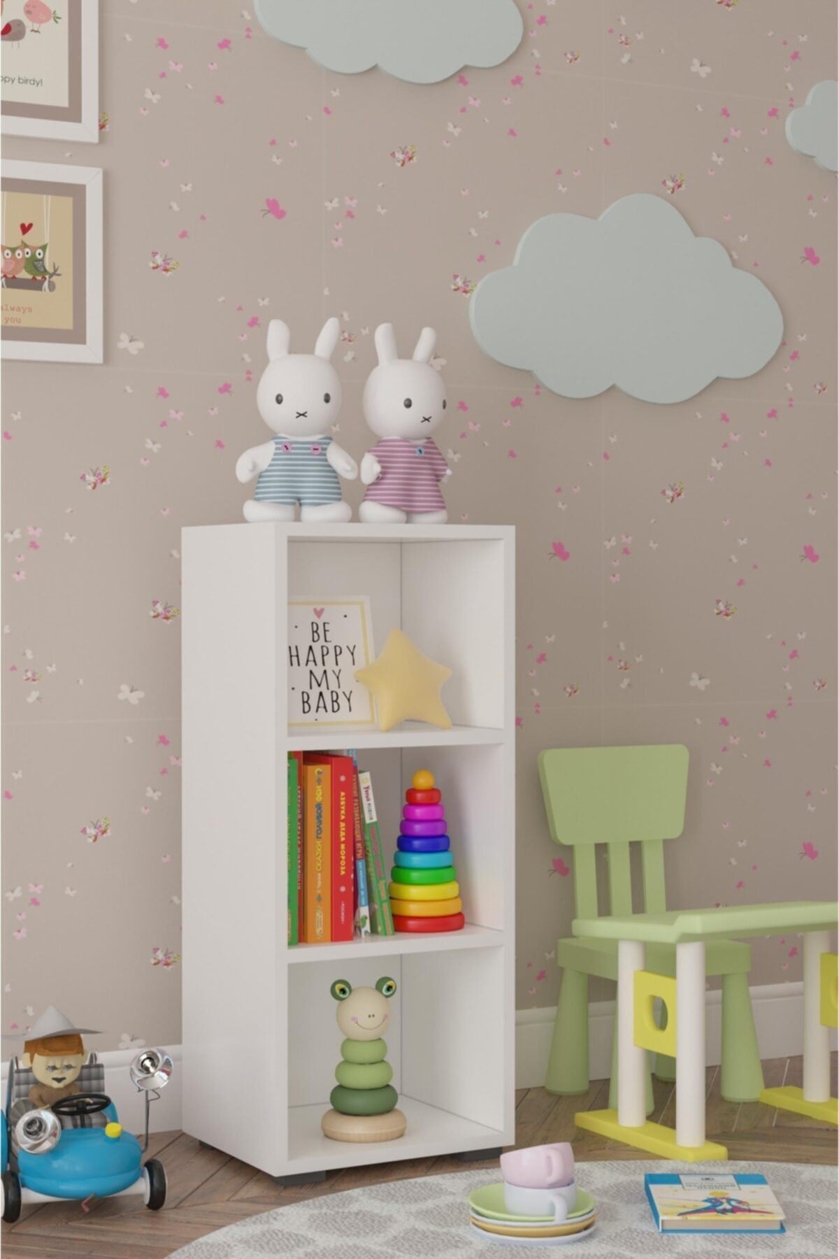 Key Çok Amaçlı Kitaplık 3 Raflı Dolap Beyaz