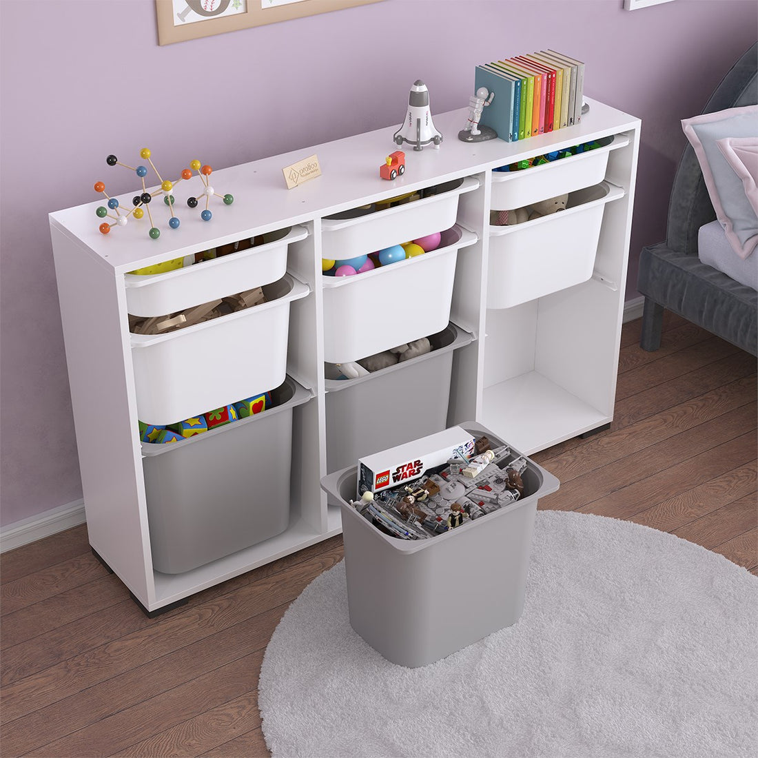 Bofi Ultra 3+3+3 Gri Beyaz Sepetli Çok Amaçlı Mutfak Kiler Dolabı