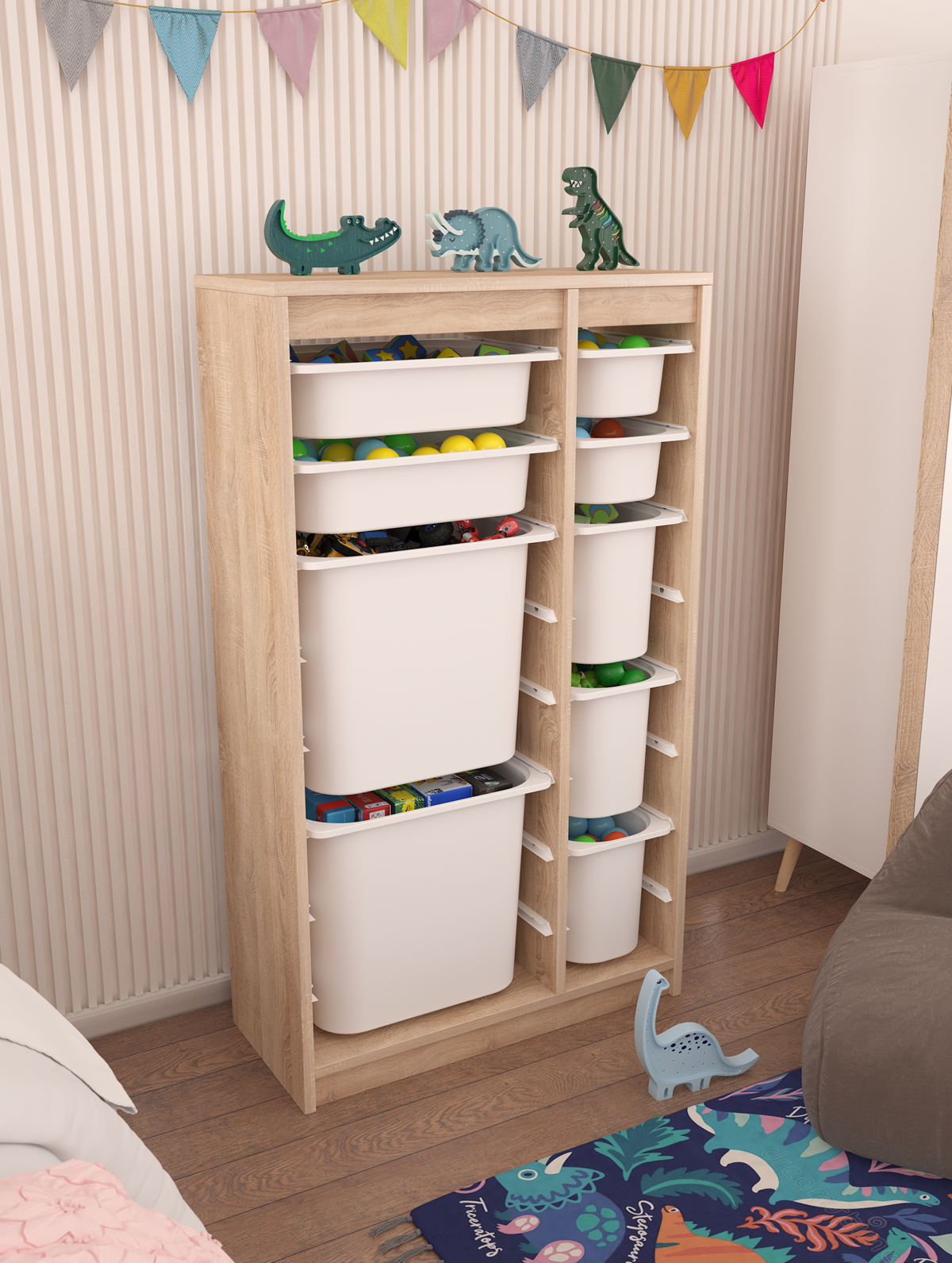 Montana XS 9 Sepetli Çok Amaçlı Oyuncak Dolabı Sonomo Beyaz