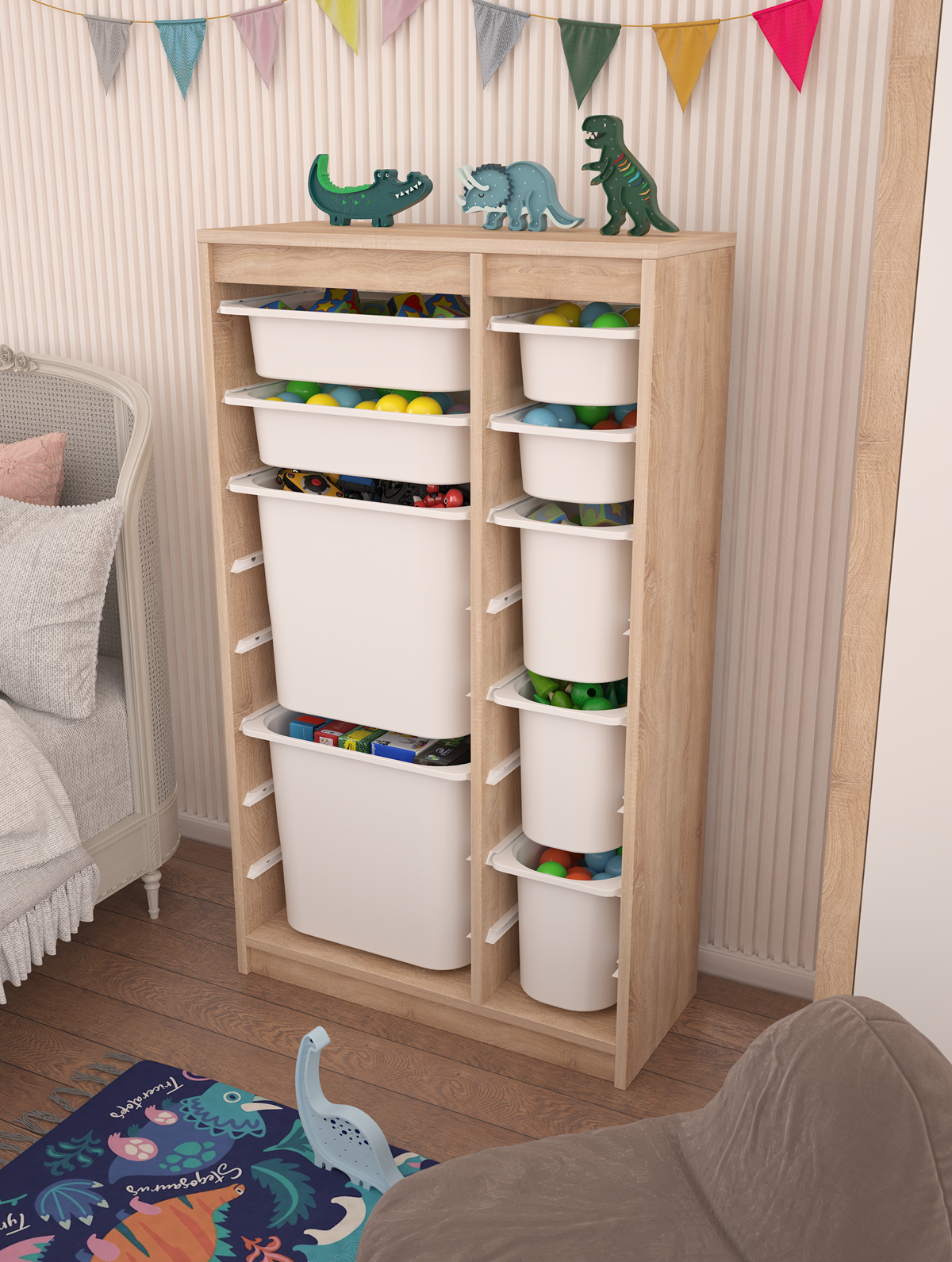 Montana XS 9 Sepetli Çok Amaçlı Oyuncak Dolabı Sonomo Beyaz