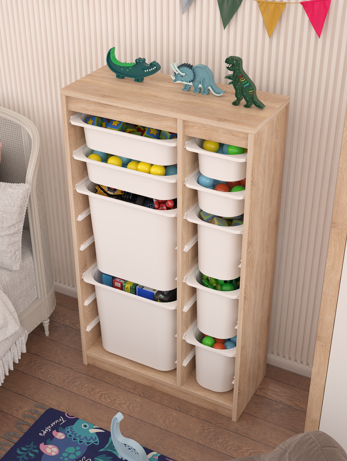 Montana XS 9 Sepetli Çok Amaçlı Oyuncak Dolabı Sonomo Beyaz