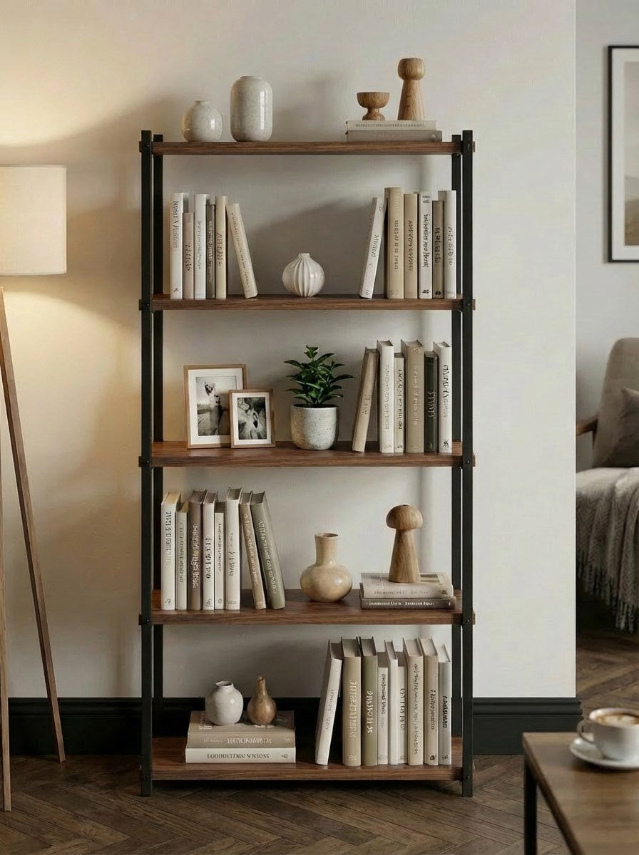 Orion 5 Raflı Metal Çok Amaçlı Kitaplık Tropik Ceviz