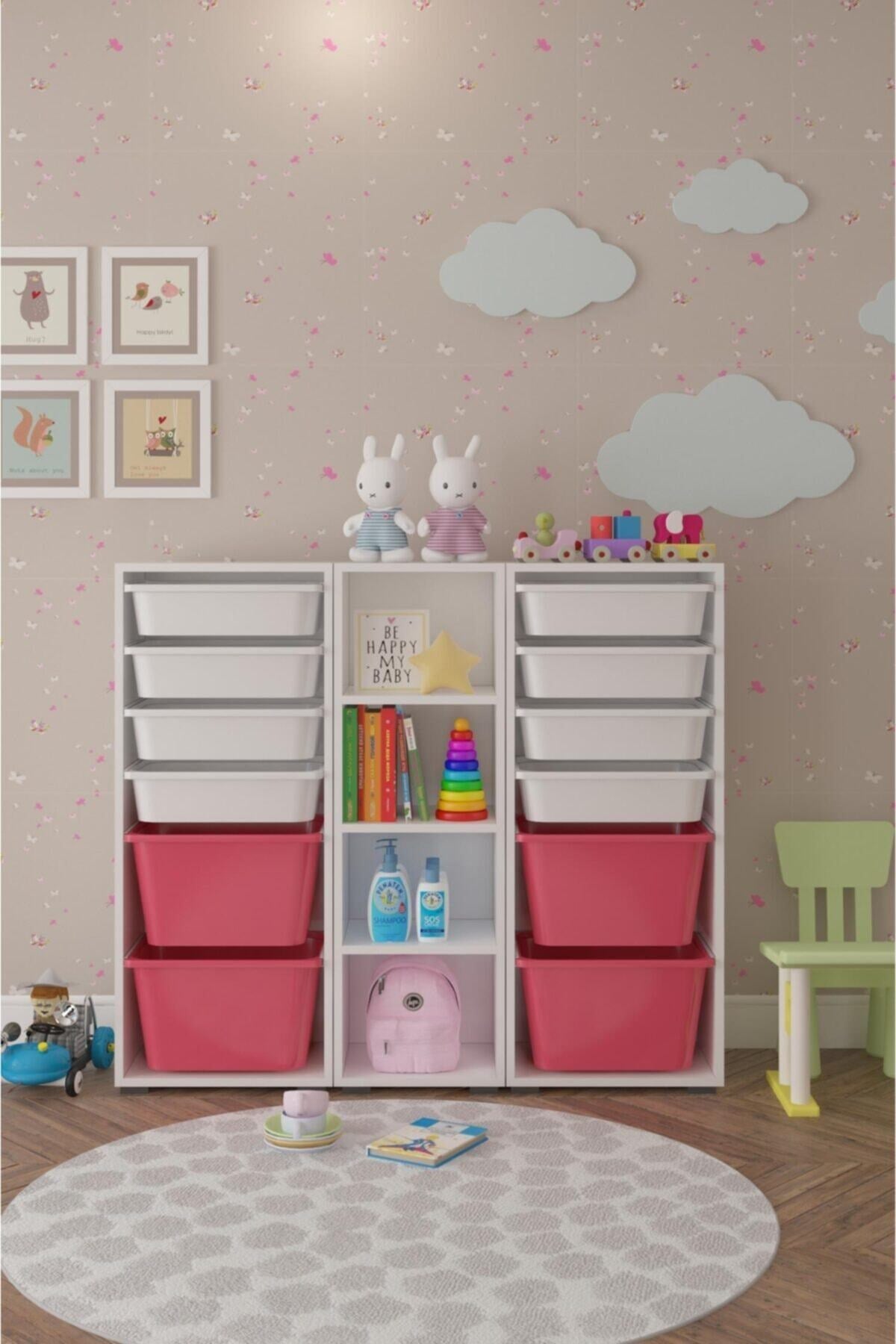 Glass Çok Amaçlı Kitaplık 4 Raflı Dolap Beyaz