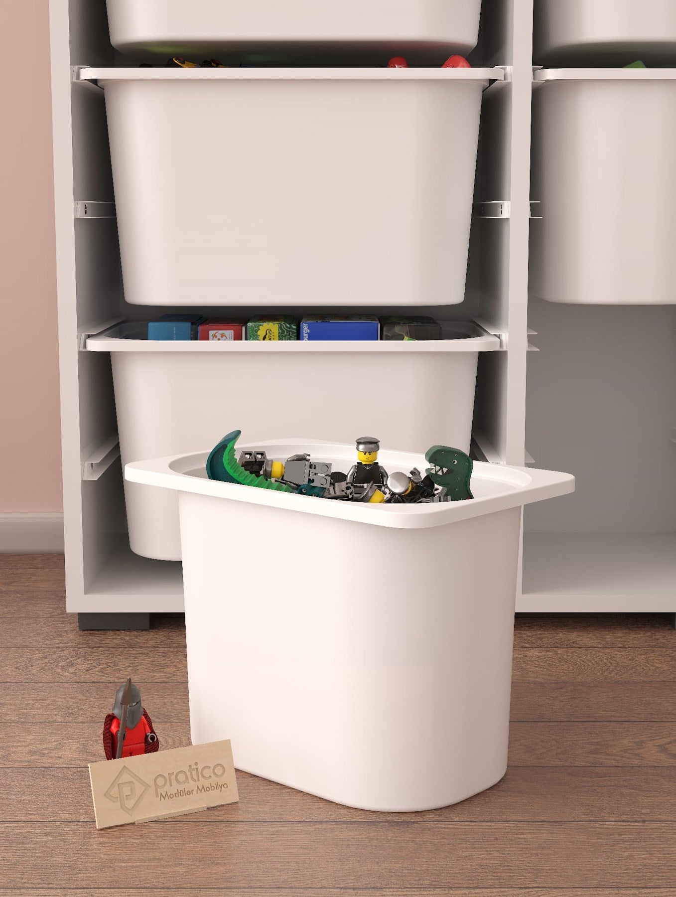 Rine 12 Sepetli Çok Amaçlı Oyuncak Dolabı Beyaz