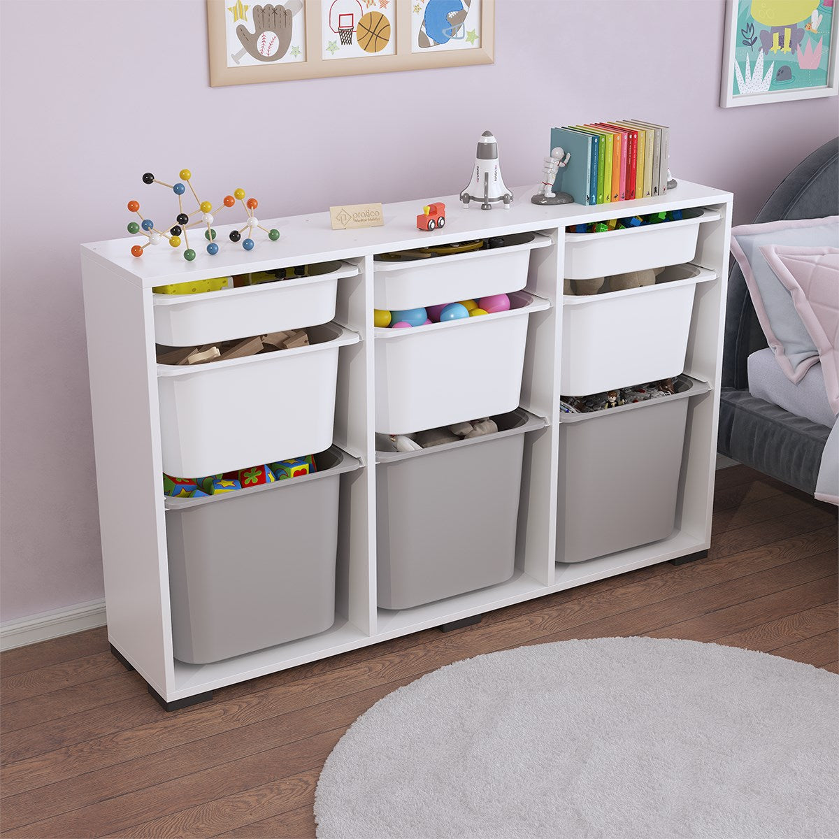 Bofi Ultra 3+3+3 Gri Beyaz Sepetli Çok Amaçlı Mutfak Kiler Dolabı