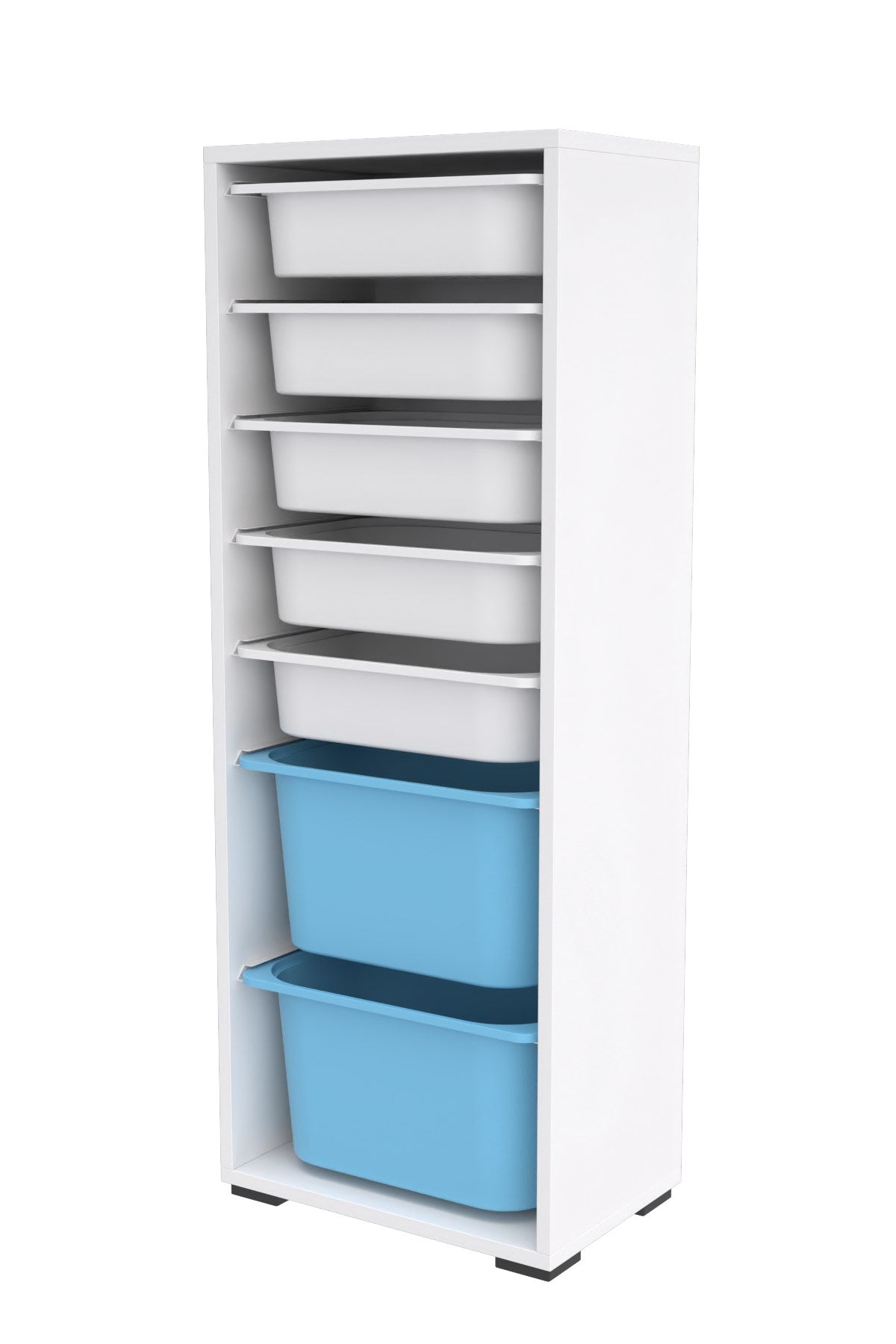 Zola 7 Sepetli Dolap Oyuncak Dolabı Çok Amaçlı Mutfak Banyo Kiler Dolabı Mavi Beyaz