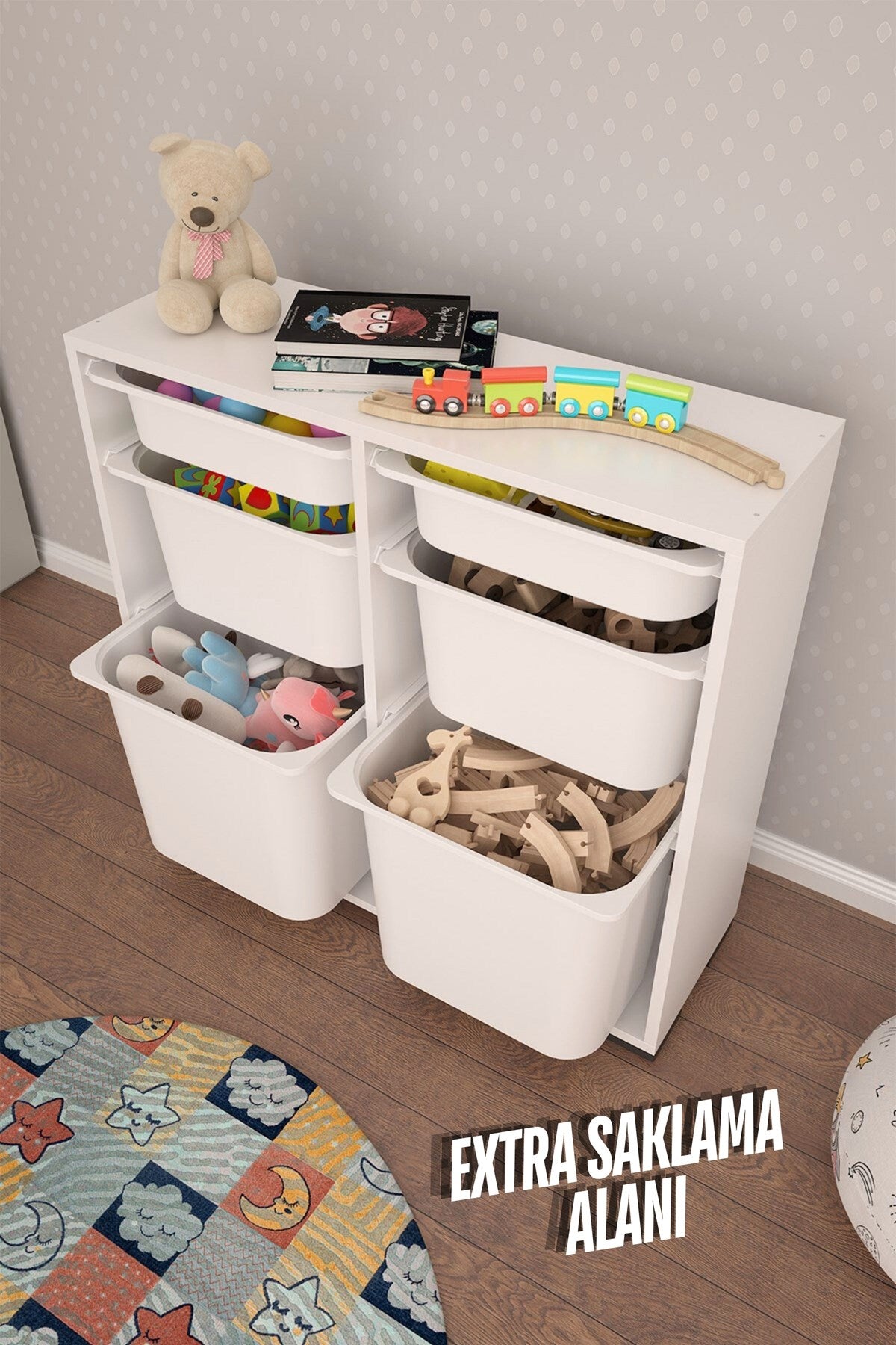 Carla 6 Sepetli Çok Amaçlı Oyuncak Dolabı