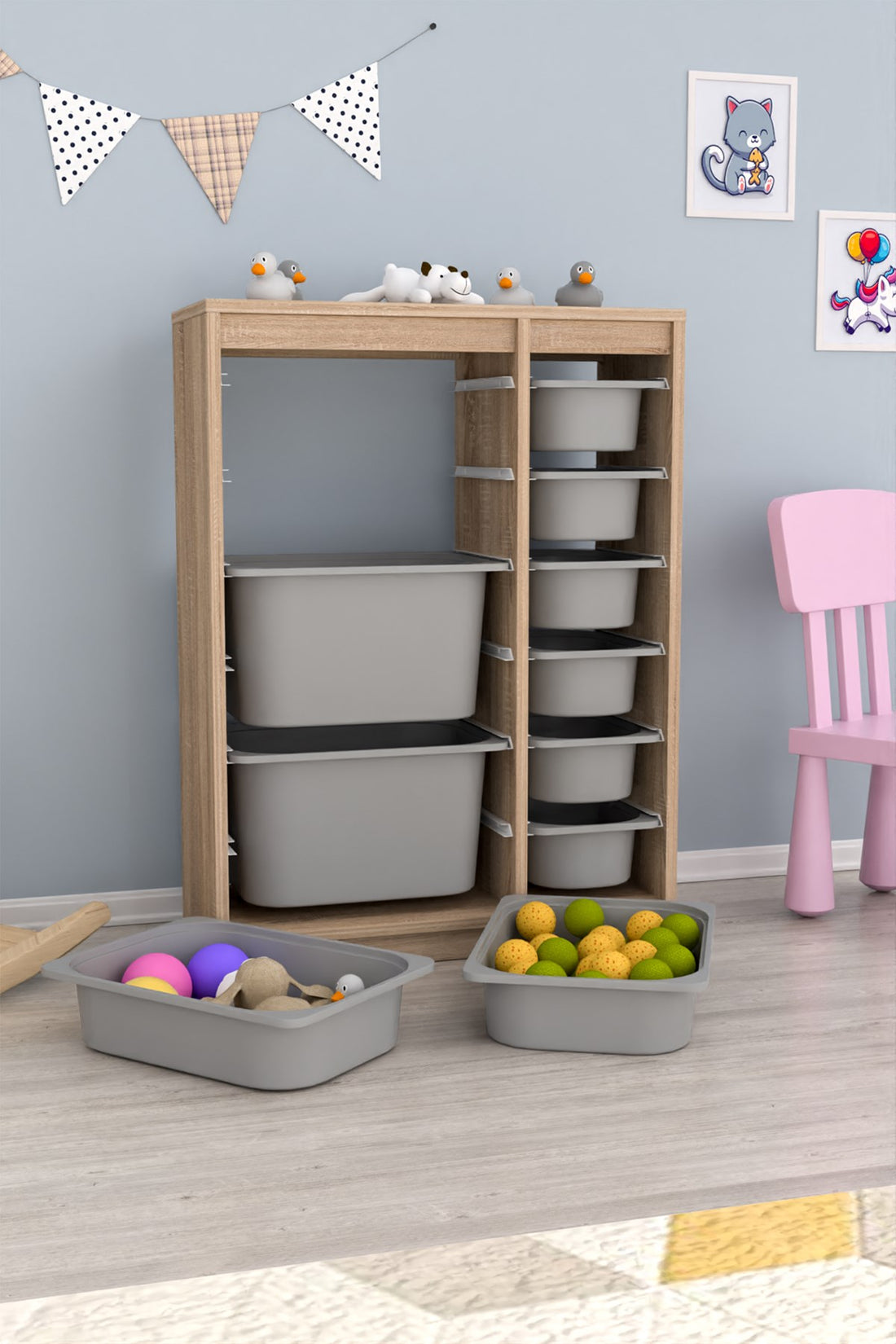 Cosmo XS Çok Amaçlı 10 Sepetli Mutfak Banyo Kiler Dolabı Gri