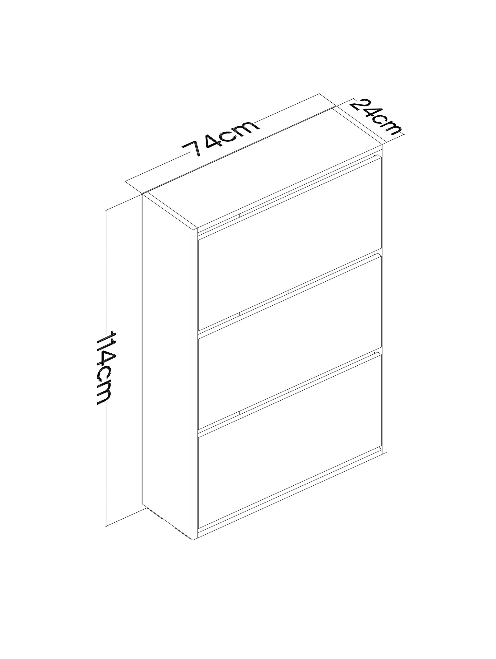 Skeche Düşer Kapak Ayakkabılık Raflı Ayakkabılık 3 Bölmeli Ayakkabılık Ceviz
