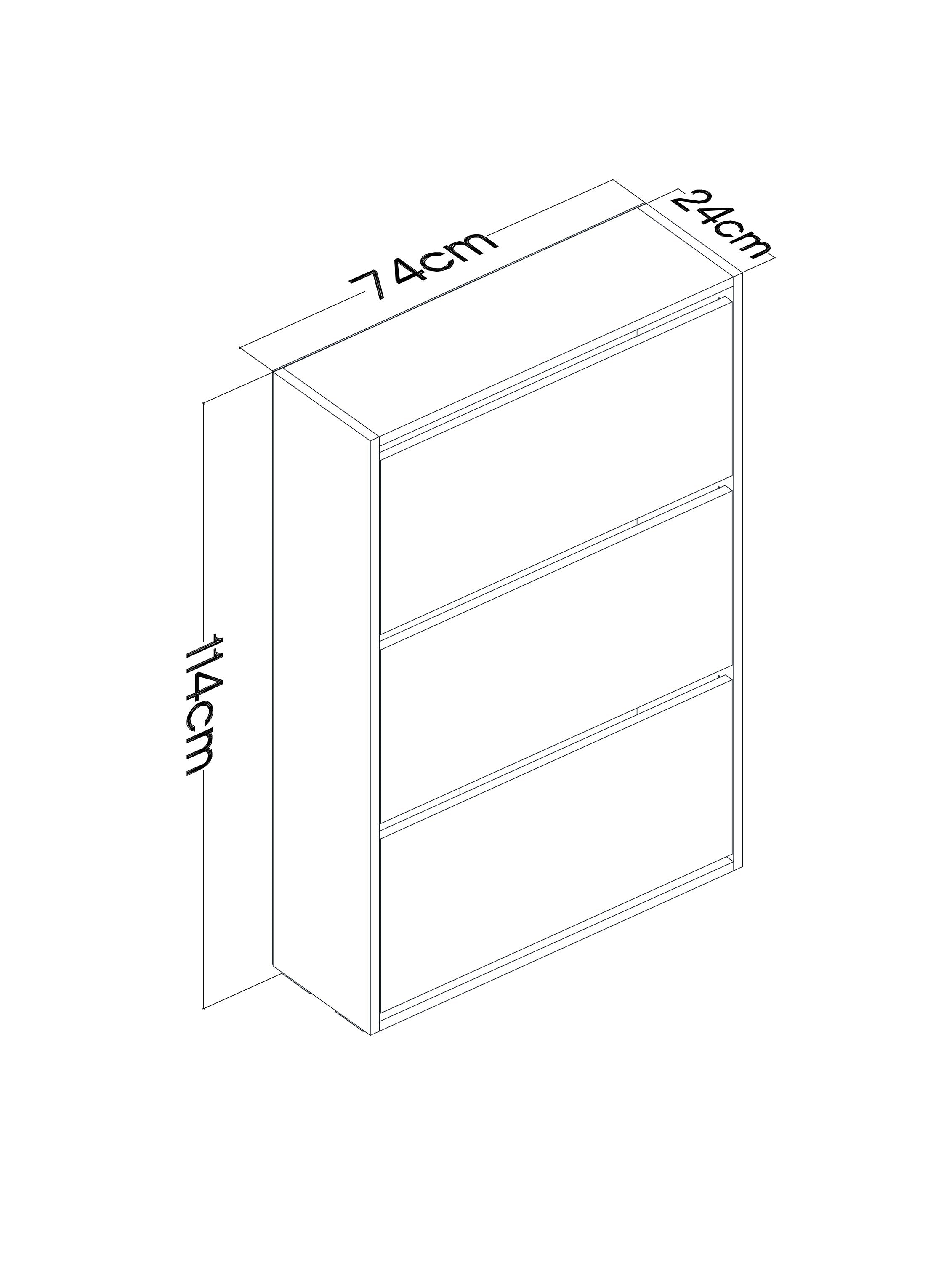 Skeche Düşer Kapak Ayakkabılık Raflı Ayakkabılık 3 Bölmeli Ayakkabılık Ceviz