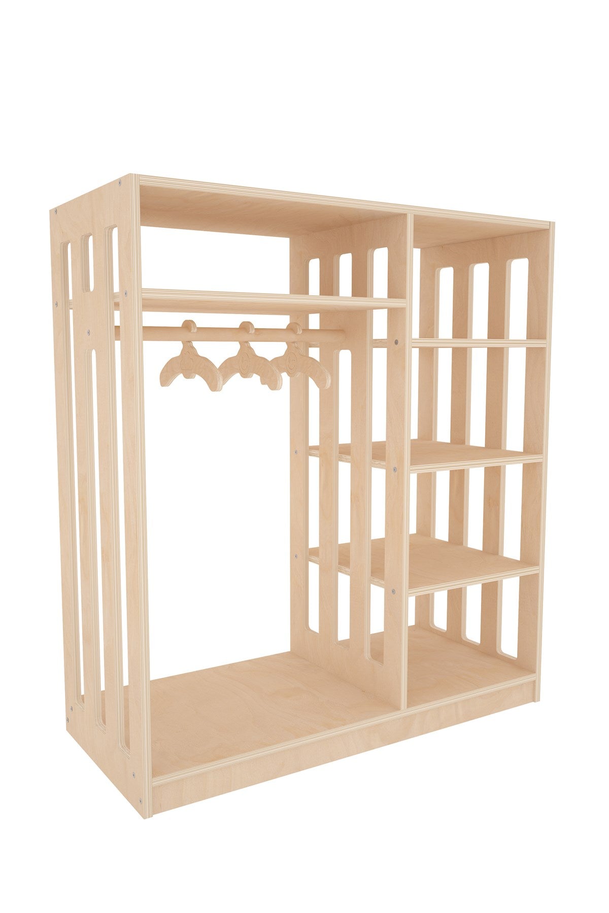 Flexo Montessori Tarzı Çocuk Elbise Dolabı Doğal Ahşap