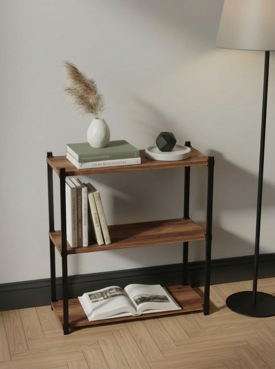 Orion 3 Raflı Metal Çok Amaçlı Kitaplık Tropik Ceviz