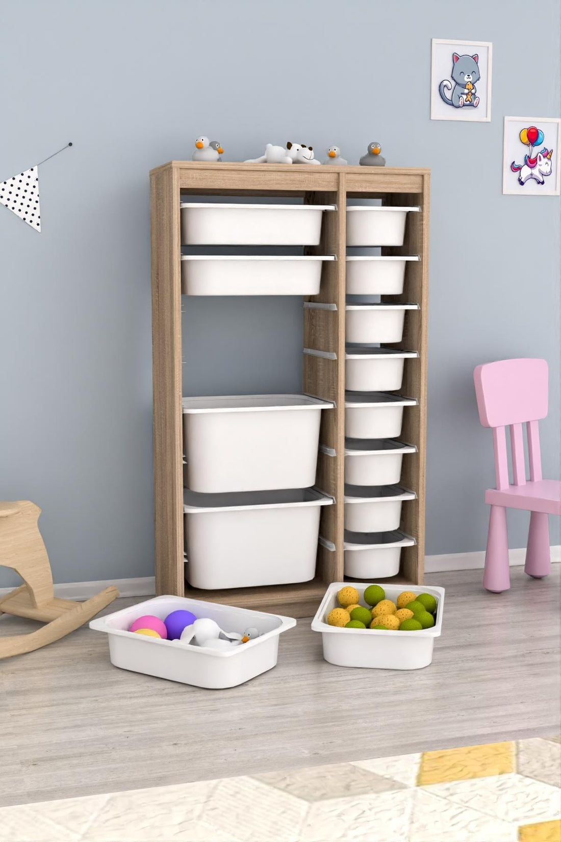 Montana XS 14 Sepetli Çok Amaçlı Oyuncak Dolabı Sonomo Beyaz