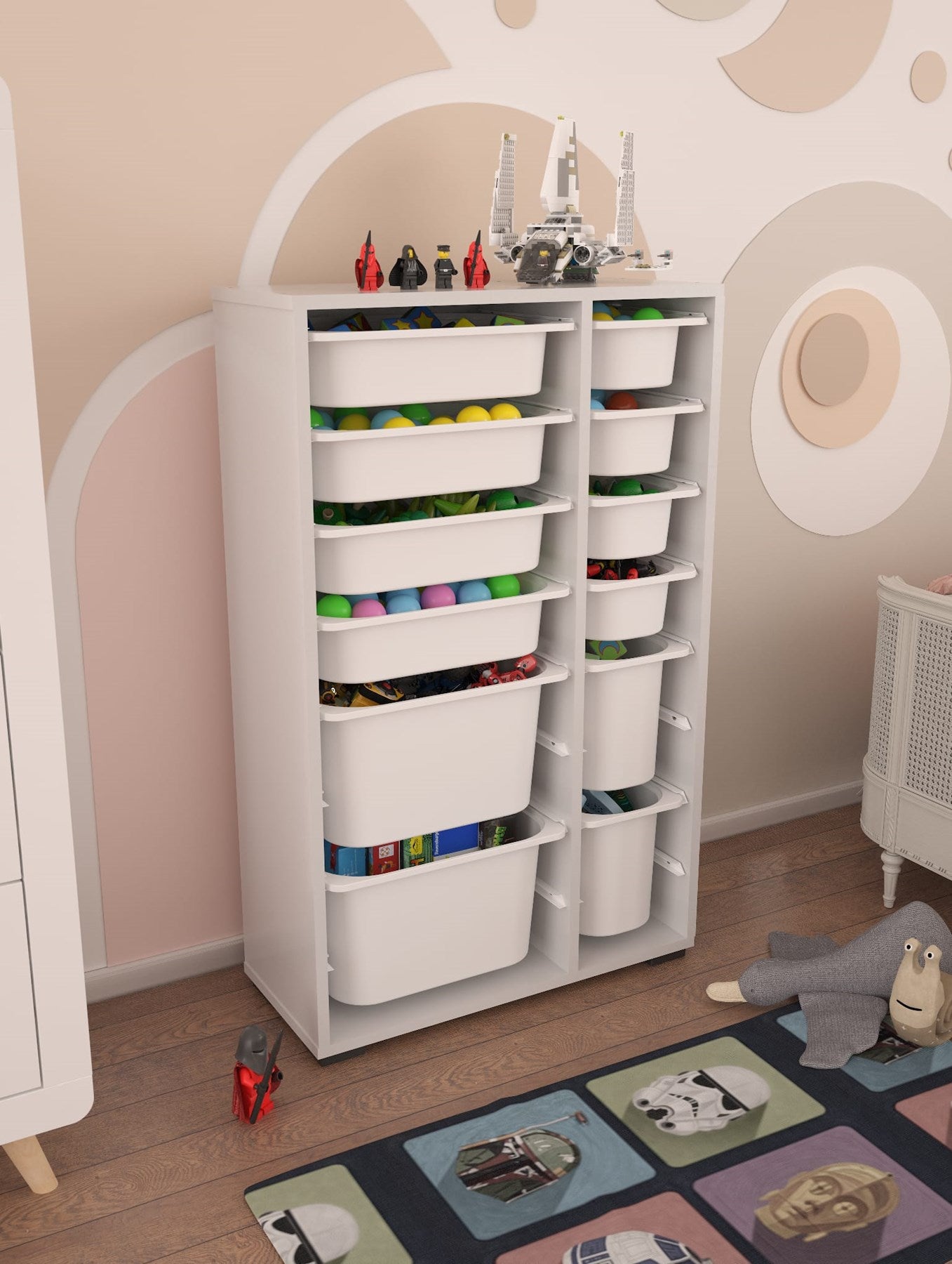 Rine 12 Sepetli Çok Amaçlı Oyuncak Dolabı Beyaz