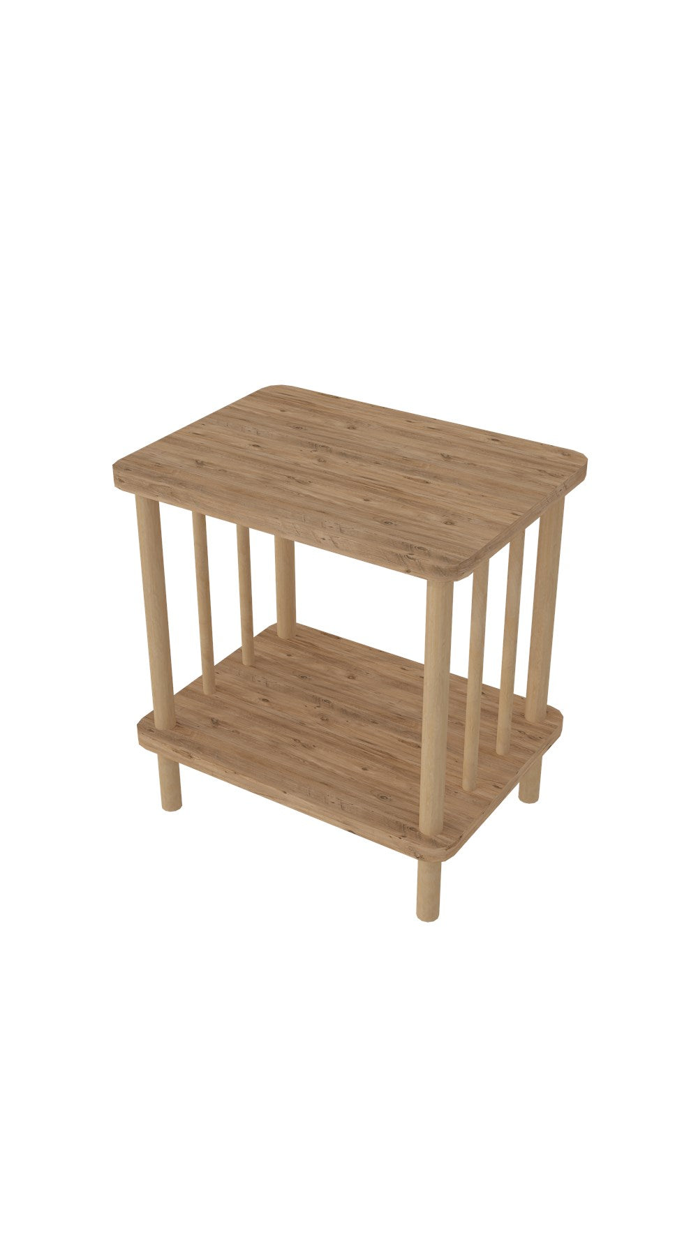 Uno Atlantik Çam Ahşap Dikdörtgen Çok Amaçlı Sehpa 2 Katlı