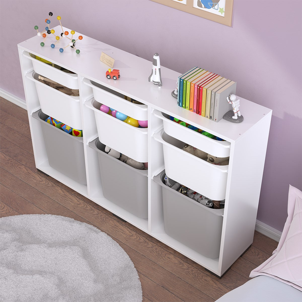 Bofi Ultra 3+3+3 Gri Beyaz Sepetli Çok Amaçlı Mutfak Kiler Dolabı