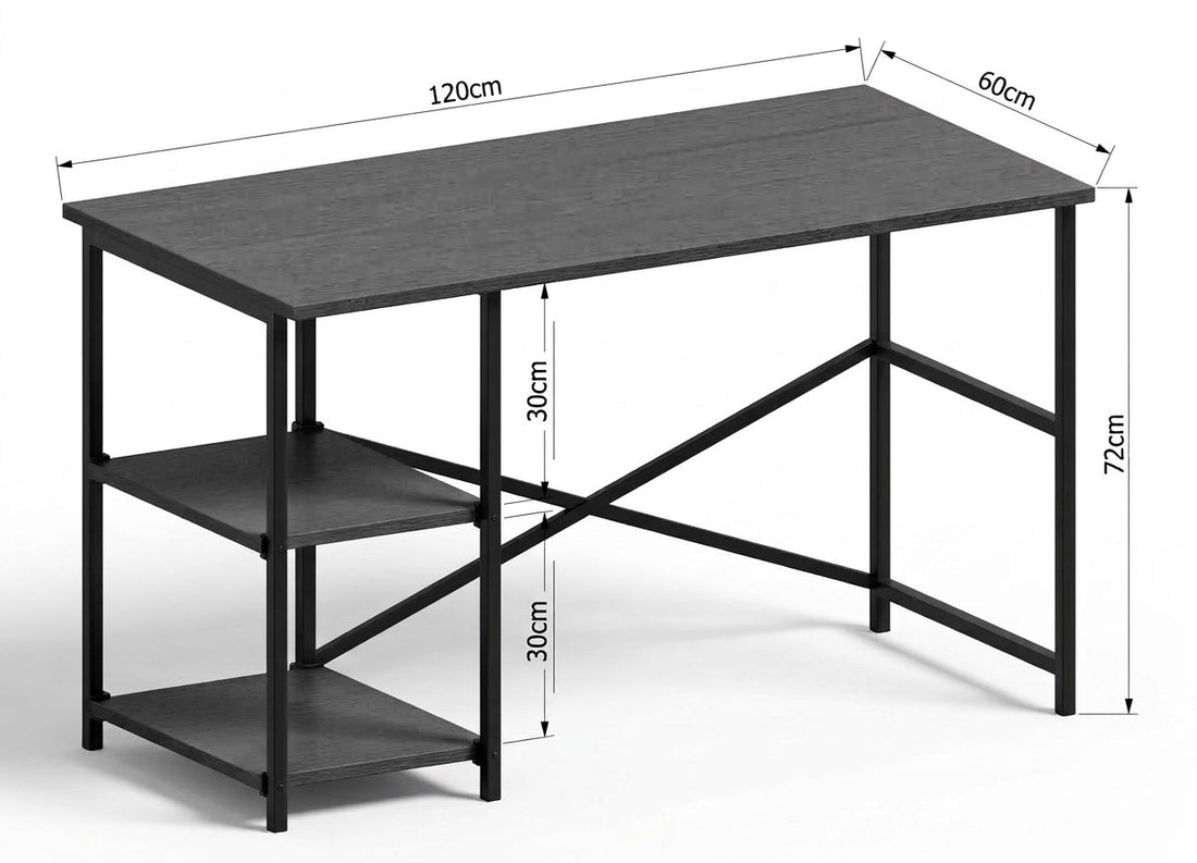 Rimi Metal Çalışma 2 Raflı Antrasit Ofis Laptop Bilgisayar Masası 60x120