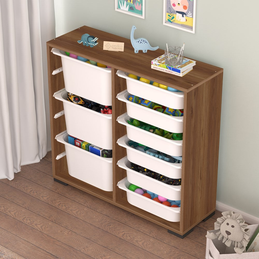 Carla 9 Sepetli Çok Amaçlı Oyuncak Dolabı Tropik Ceviz