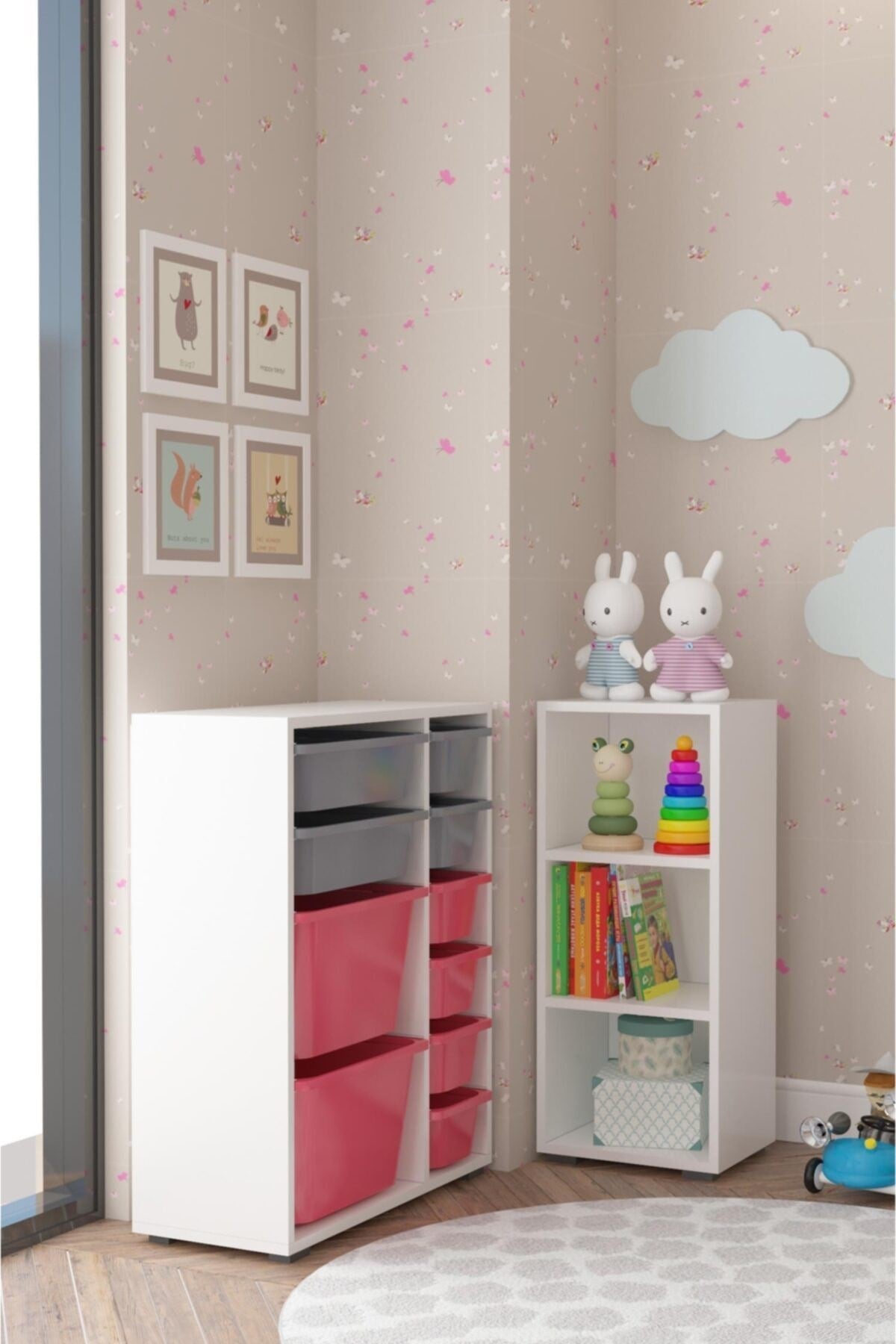 Key Çok Amaçlı Kitaplık 3 Raflı Dolap Beyaz