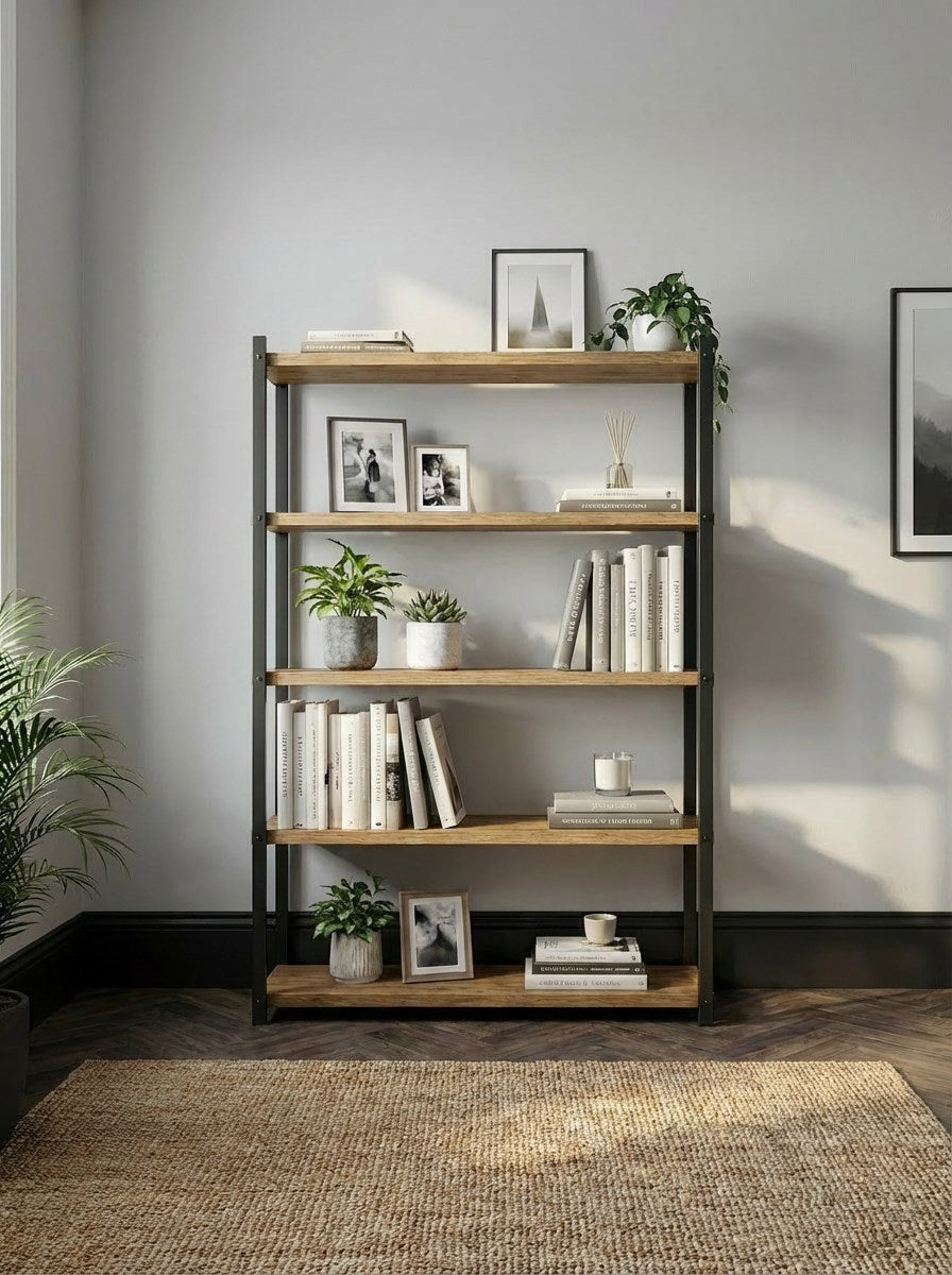 Orion 5 Raflı Metal Atlantik Çam Çok Amaçlı Kitaplık