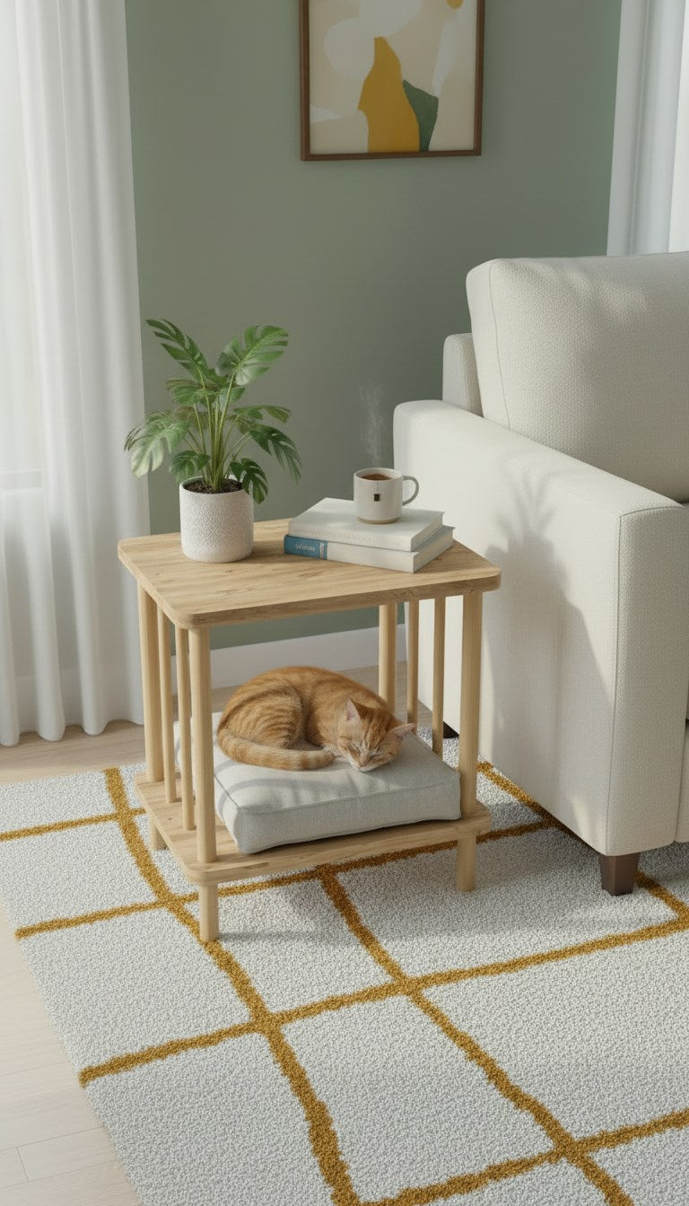 Uno Atlantik Çam Ahşap Dikdörtgen Çok Amaçlı Sehpa 2 Katlı