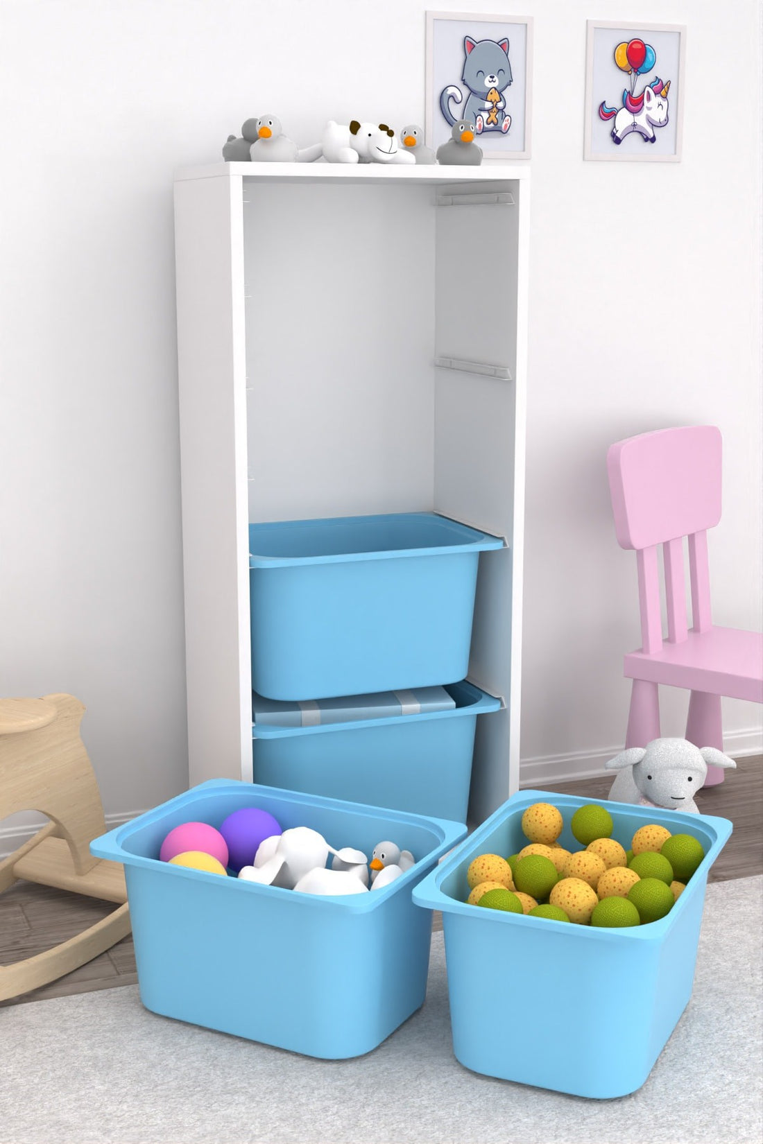 Cara 4 Derin Sepetli Çok Amaçlı Oyuncak Dolabı Mavi