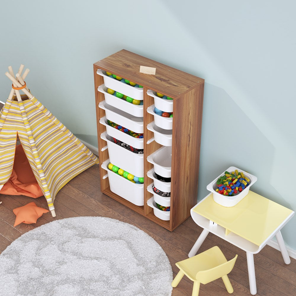 Rine 14 Sepetli Çok Amaçlı Oyuncak Dolabı Tropik Ceviz 2D4K8U