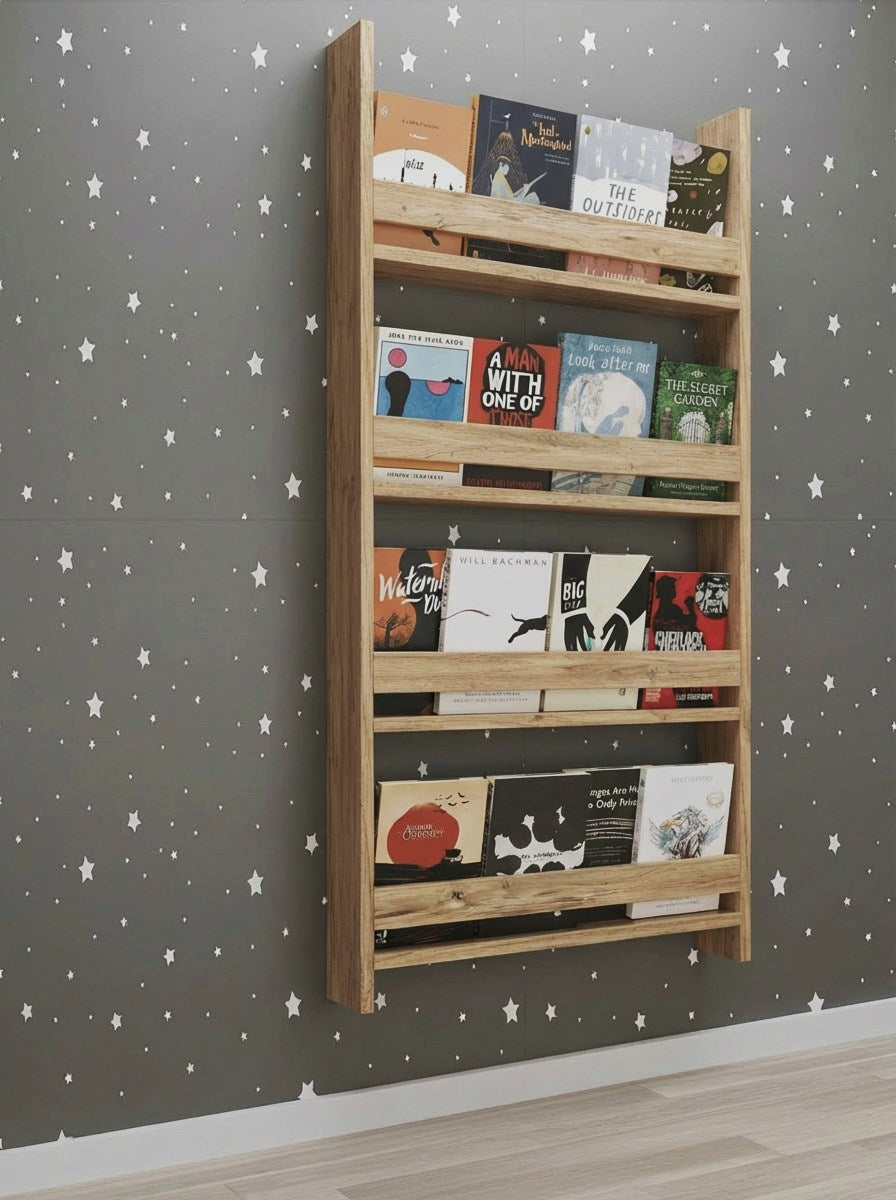 Artemis - Montessori Çocuk Odası Kitaplık 4 Raflı ATLANTİK ÇAM Montessori Kitaplık