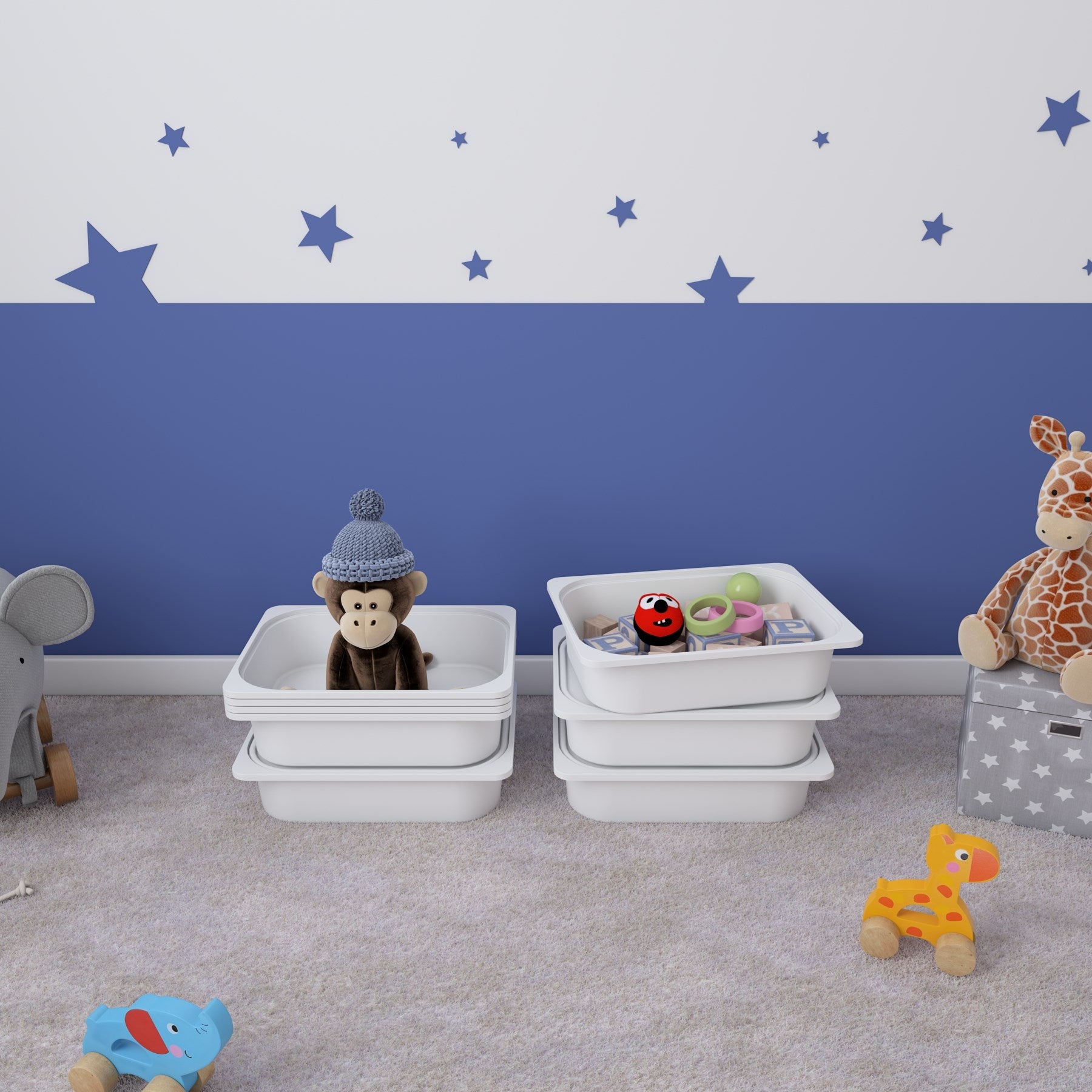 5 Adet Beyaz Kapaklı Çok Amaçlı Saklama Kutusu - Oyuncak Sepeti 5ks5k