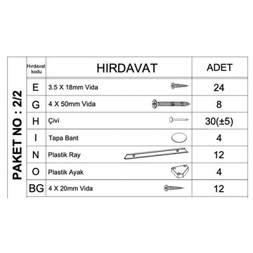 Bronz Sepetli Çok Amaçlı Dolap Yedek Hırdavat Paketi