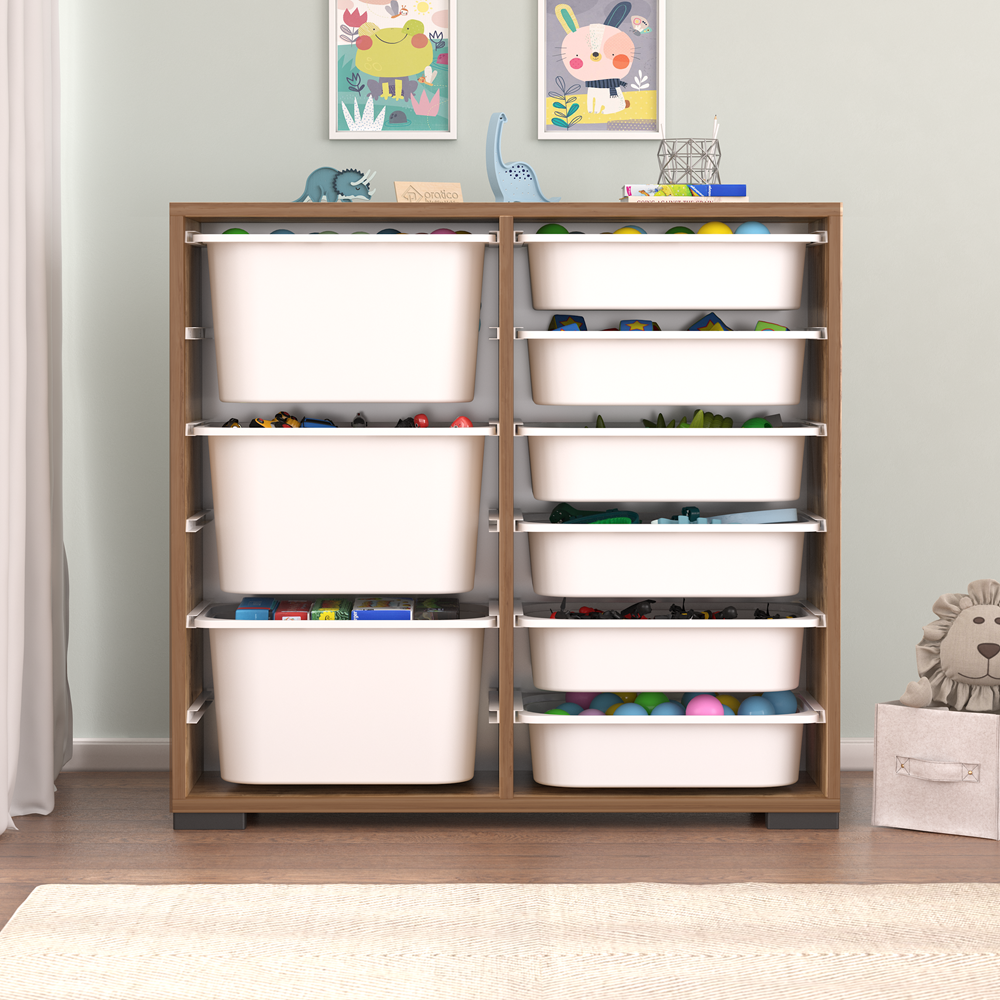 Carla 9 Sepetli Çok Amaçlı Oyuncak Dolabı Tropik Ceviz