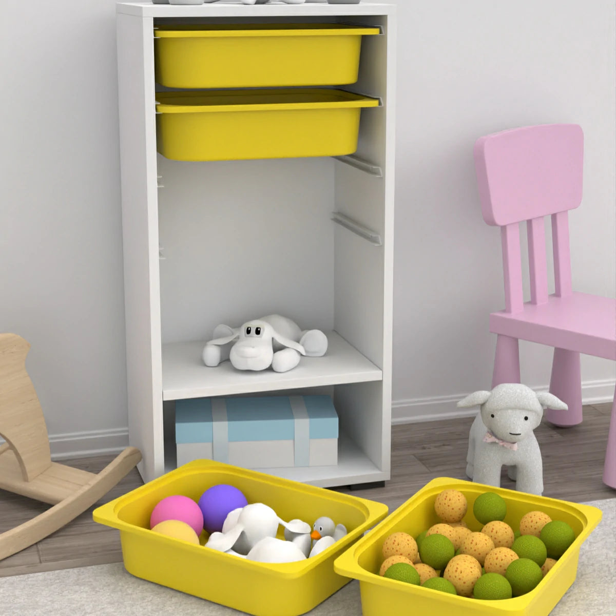 Nia 4 Sepetli 1 Raflı Çok Amaçlı Mutfak Dolabı, Banyo Dolabı, Kiler Dolabı Sarı