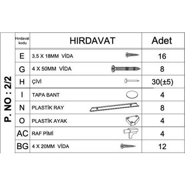 Nia Sepetli Çok Amaçlı Dolap Yedek Hırdavat Paketi