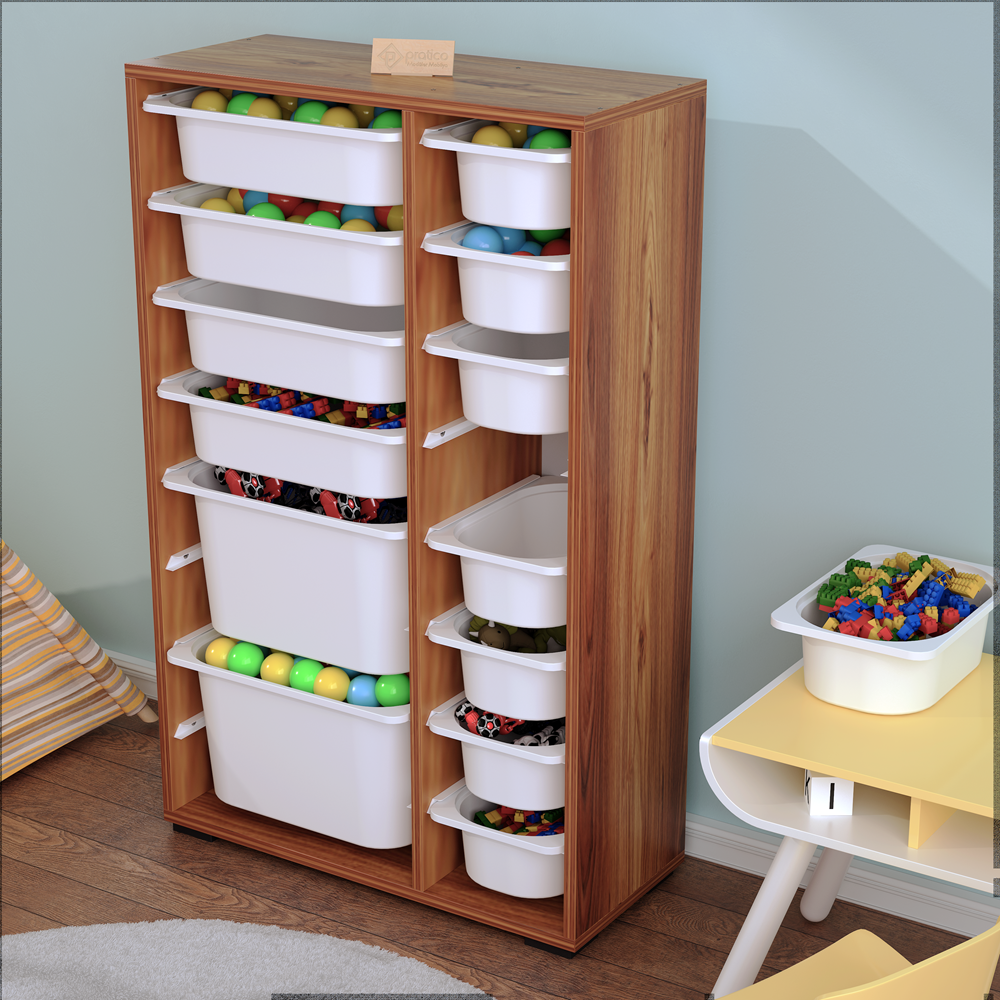 Rine 14 Sepetli Çok Amaçlı Oyuncak Dolabı Tropik Ceviz 2D4K8U
