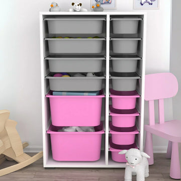 Rine 14 Sepetli Çok Amaçlı Oyuncak Dolabı Gri Pembe 2D4K8U