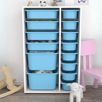 Rine 14 Sepetli Çok Amaçlı Oyuncak Dolabı Mavi 2D4K8U