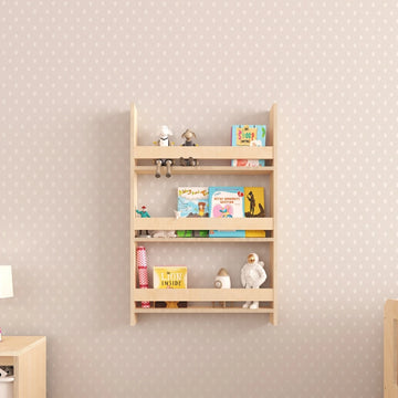 Step Montessori Tarzı Duvar Kitaplığı Doğal Ahşap