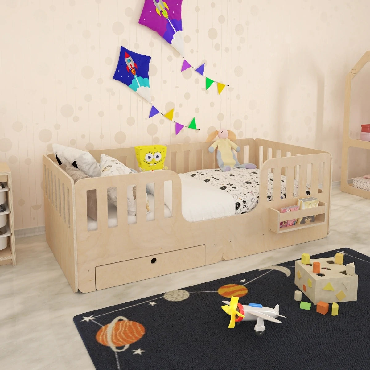 Swift Montessori Tarzı Çocuk Yatağı, Bebek Yatağı, Doğal Ahşap