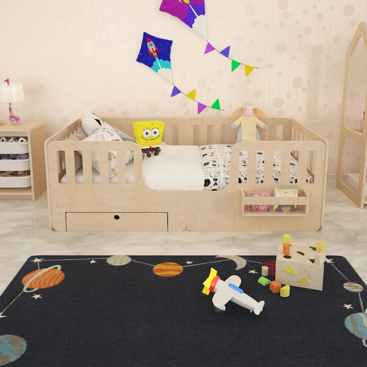 Swift Montessori Tarzı Çocuk Yatağı, Bebek Yatağı, Doğal Ahşap