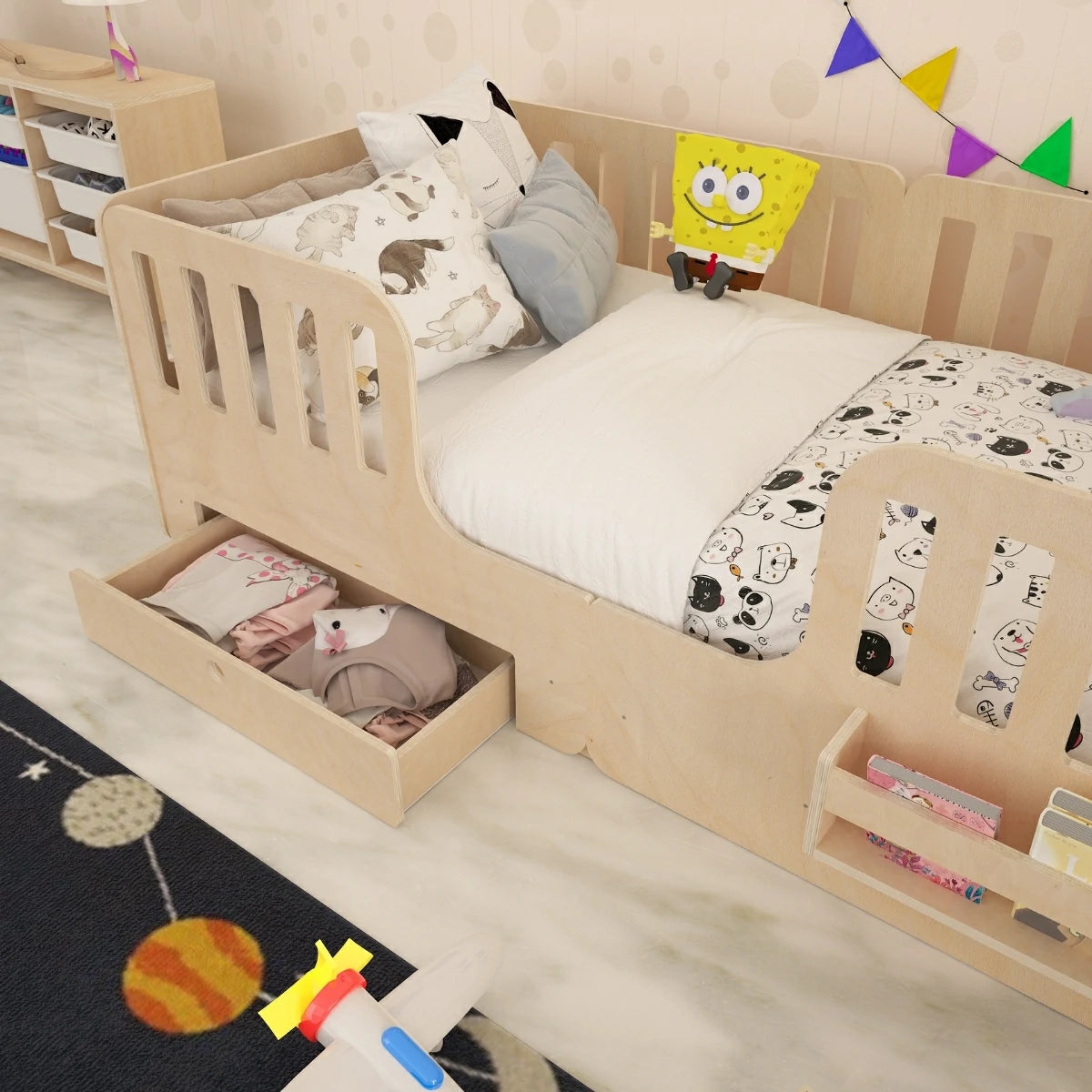 Swift Montessori Tarzı Çocuk Yatağı, Bebek Yatağı, Doğal Ahşap