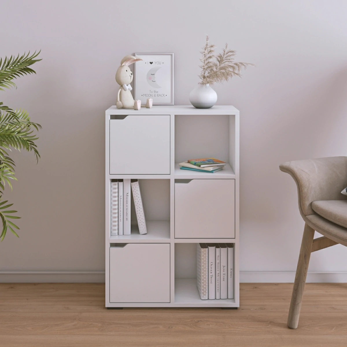 Vinesa Modern Kapalı Çok Amaçlı Kitaplık Mat Beyaz