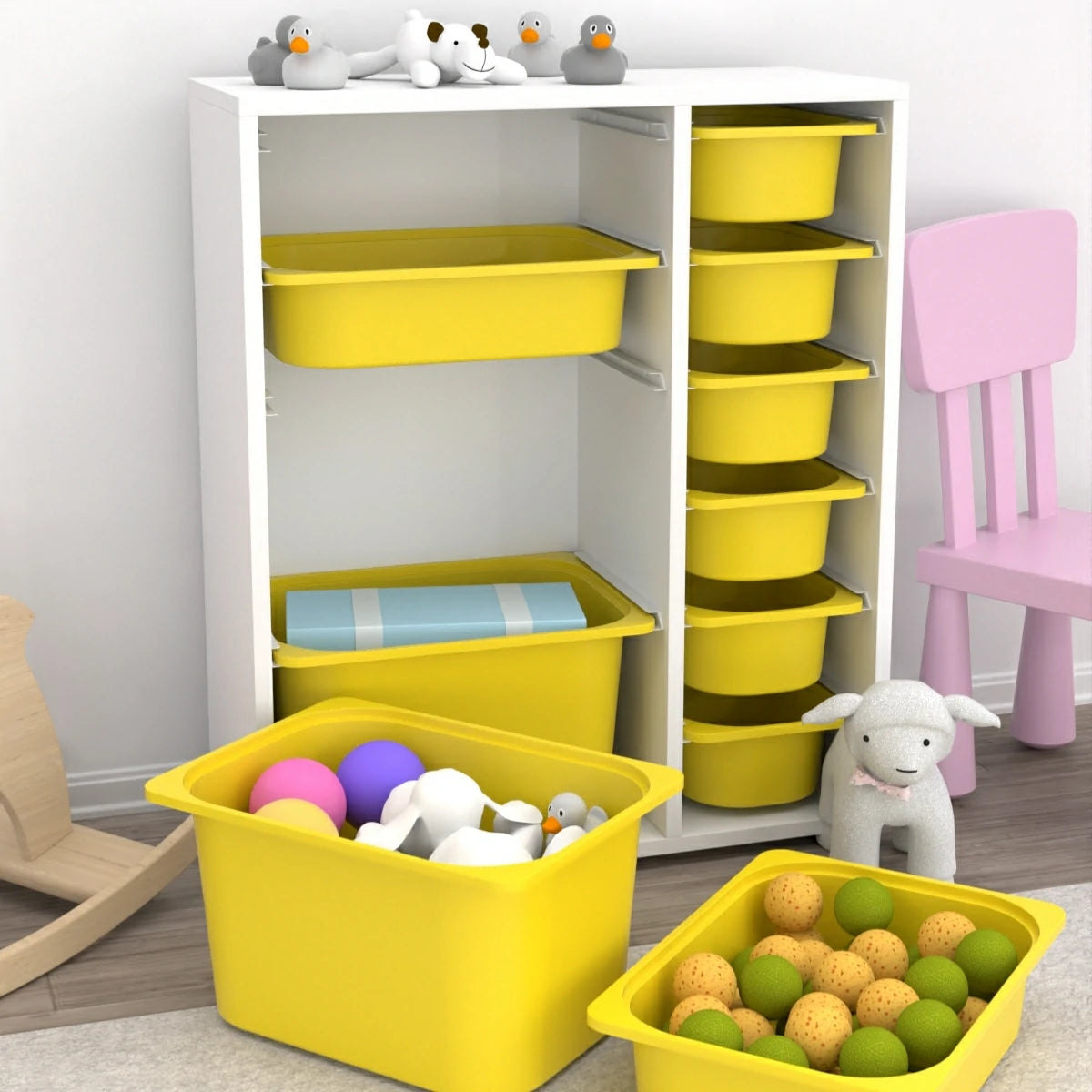 Zen 10 Sepetli Çok Amaçlı Oyuncak Dolabı Sarı