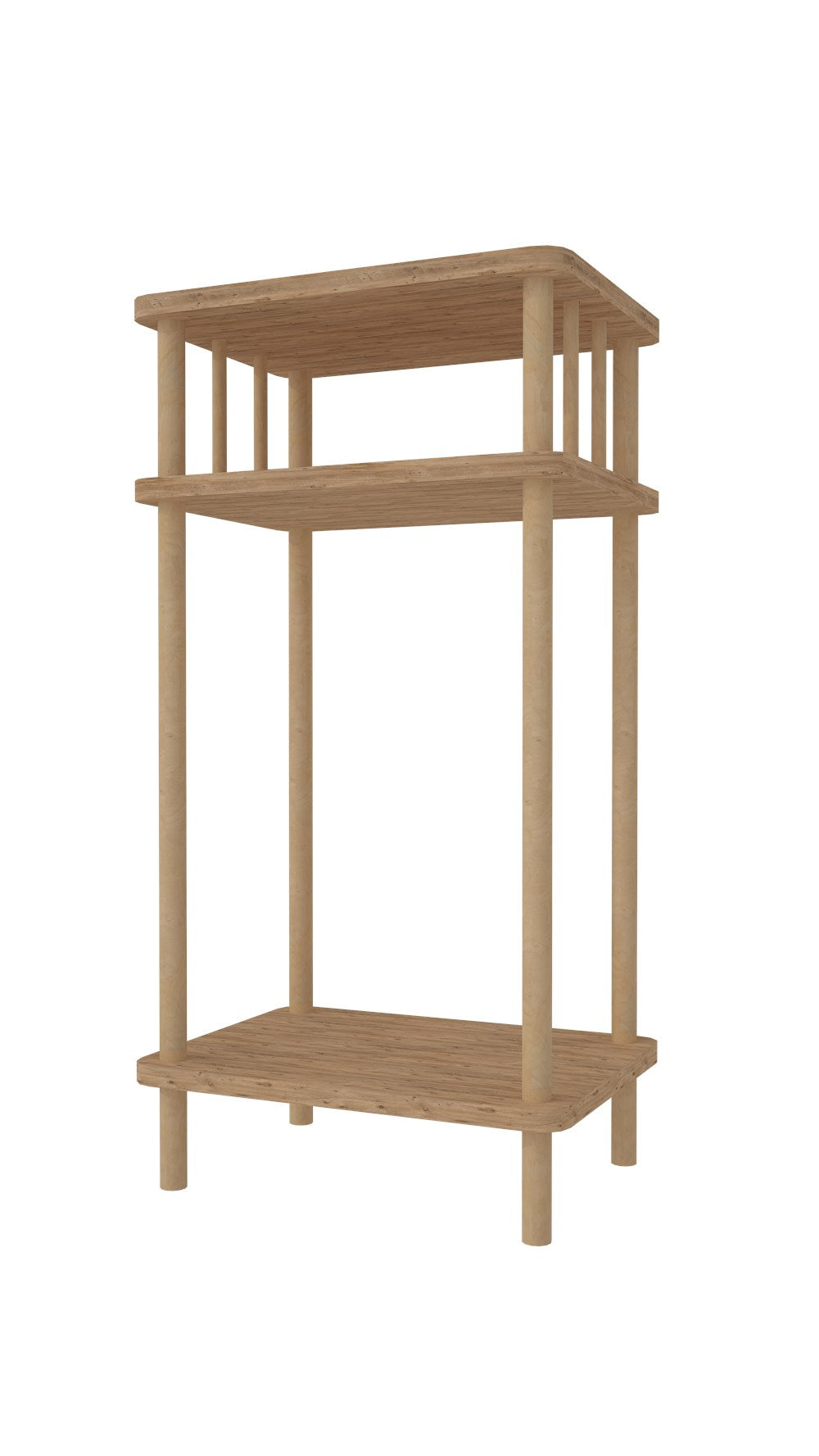 Duo Atlantik Çam Ahşap Dikdörtgen Çok Amaçlı Raf Yan Sehpa 3 Katlı