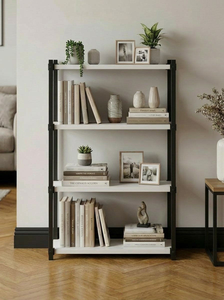 Orion 4 Raflı Metal Çok Amaçlı Kitaplık Beyaz