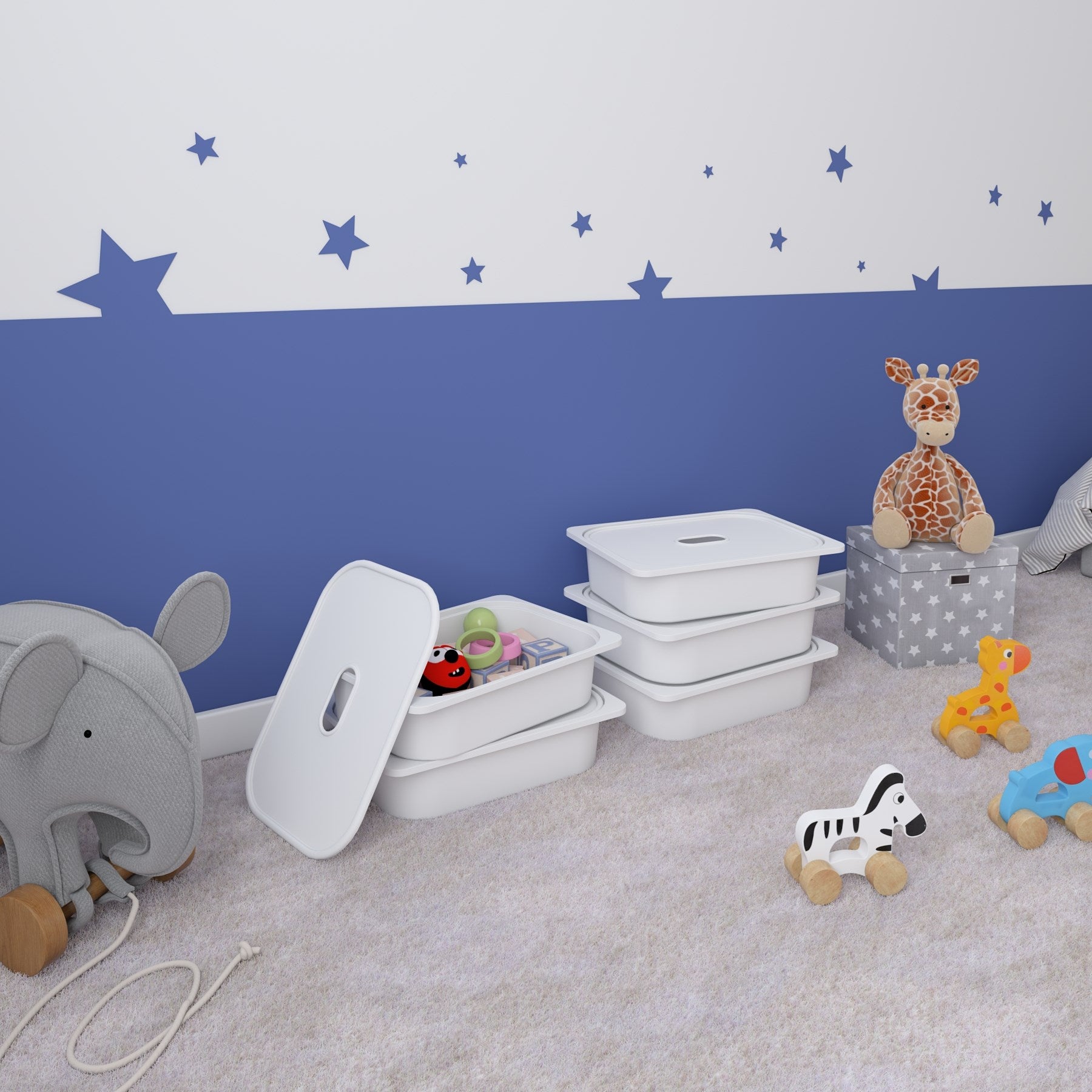 5 Adet Beyaz Kapaklı Çok Amaçlı Saklama Kutusu - Oyuncak Sepeti 5ks5k