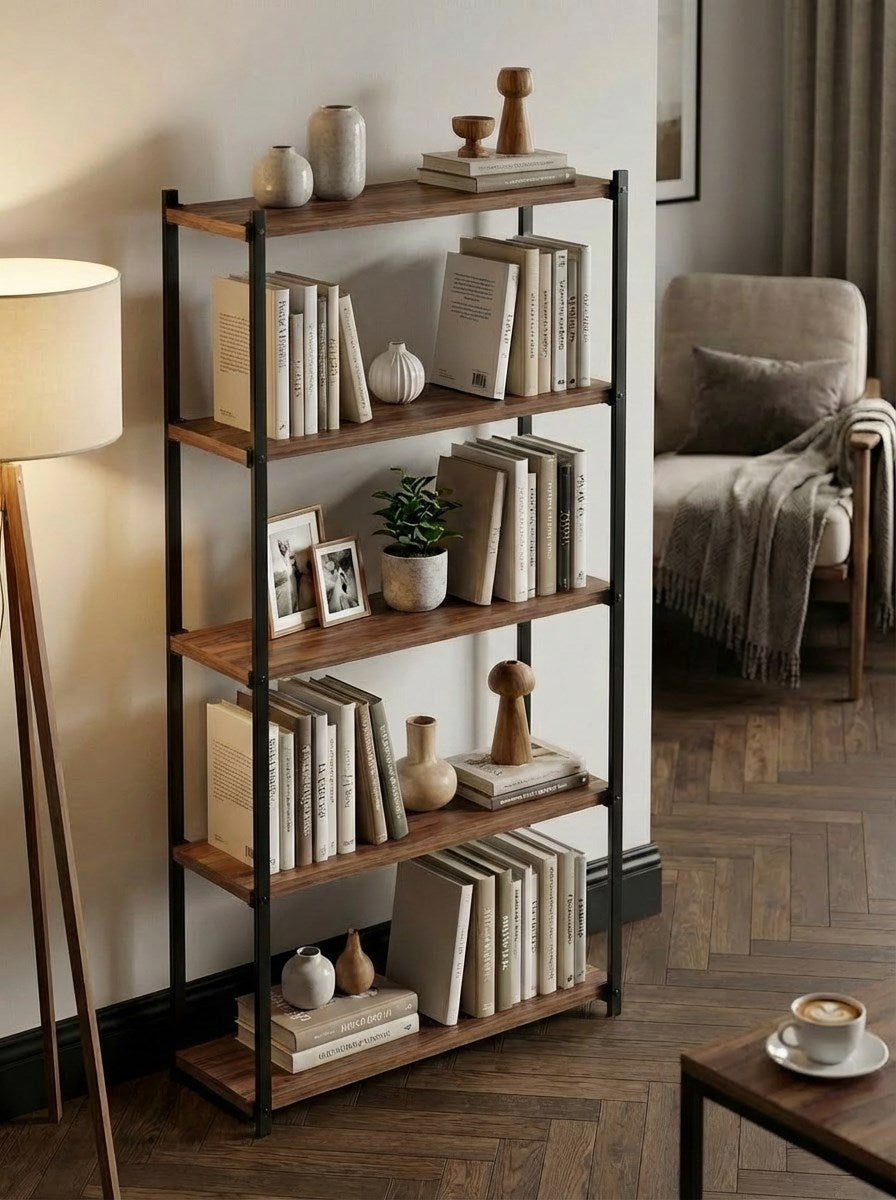 Orion 5 Raflı Metal Çok Amaçlı Kitaplık Tropik Ceviz