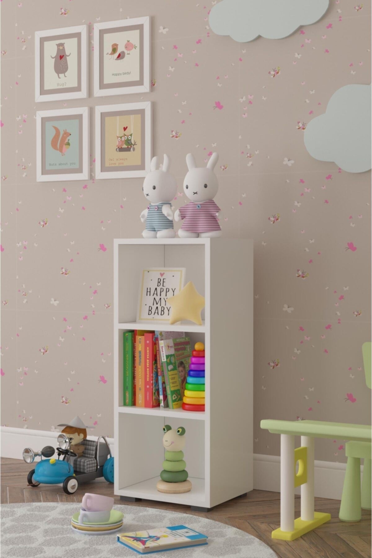 Key Çok Amaçlı Kitaplık 3 Raflı Dolap Beyaz