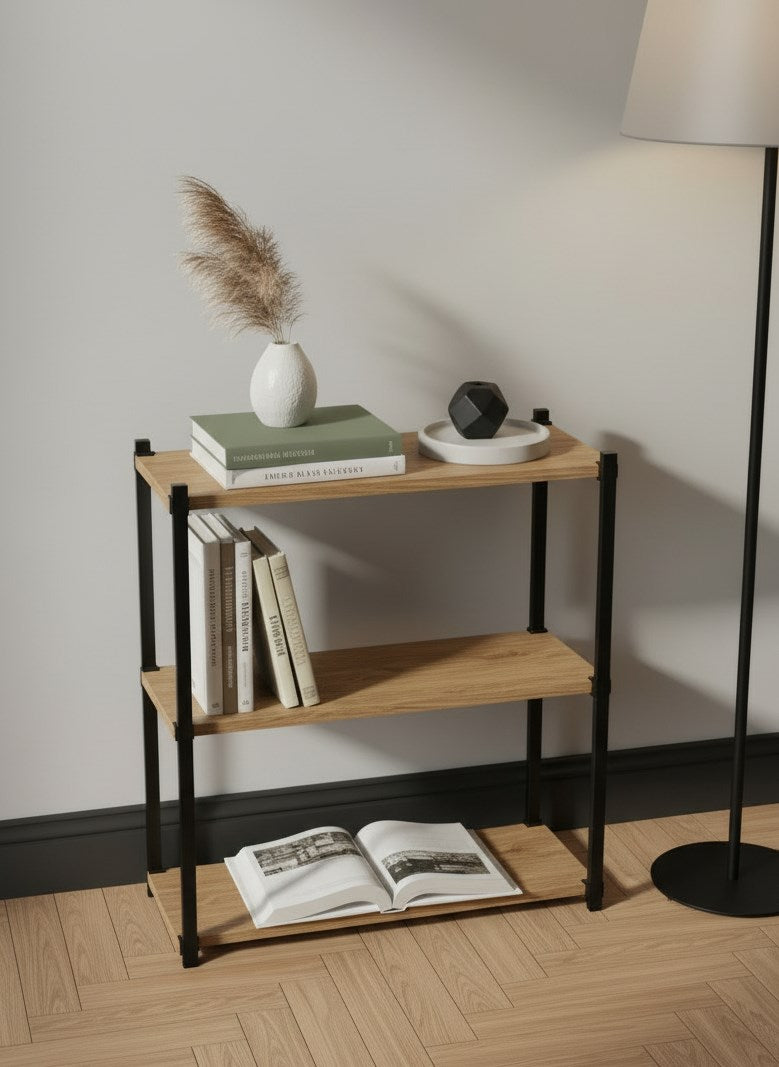 Orion 3 Raflı Metal Atlantik Çam Çok Amaçlı Kitaplık